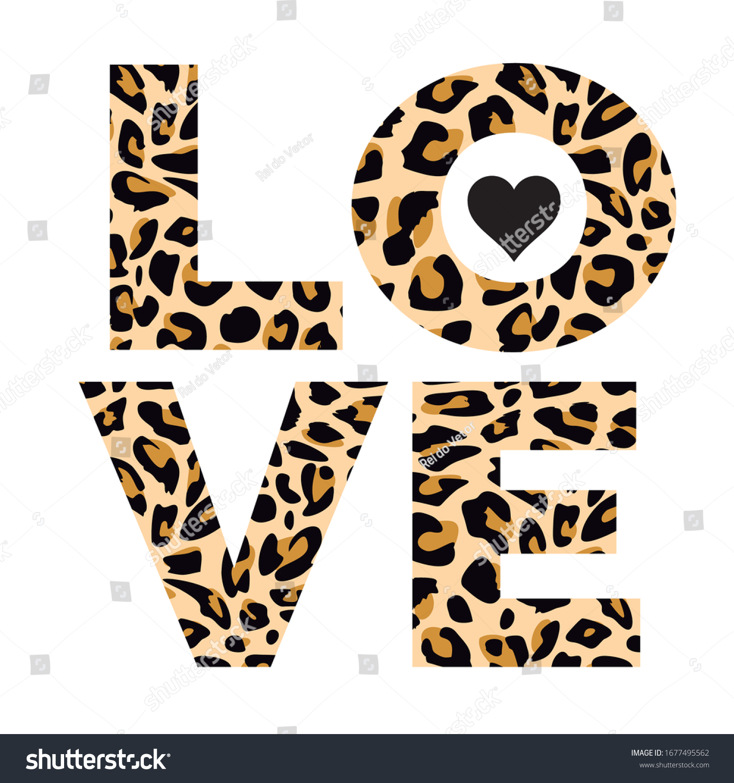 Animal Print Love Text Black Heart Stock Vector (Royalty Free ...