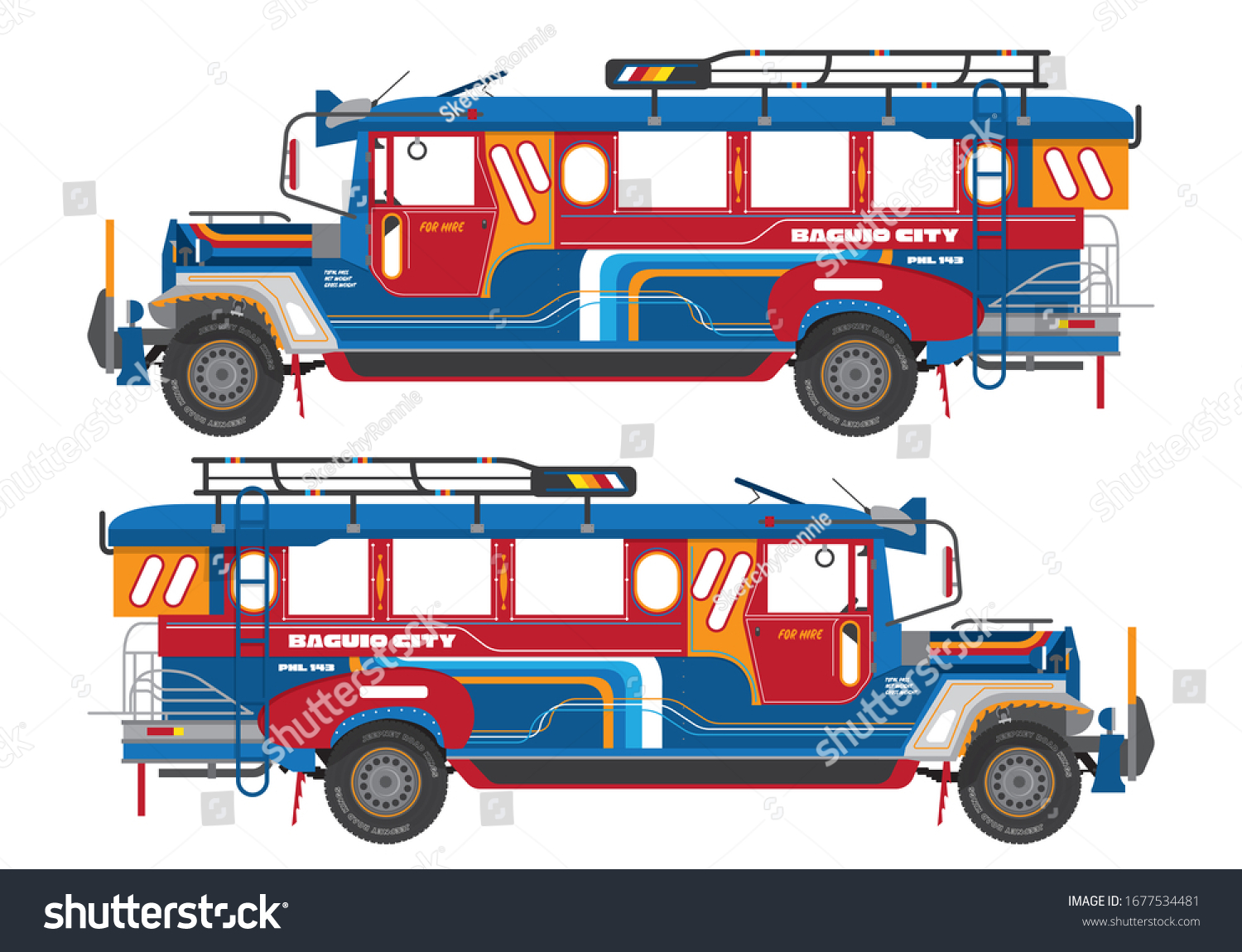 Philippines Jeepney Icon Vector Set Stock Vector (Royalty Free ...