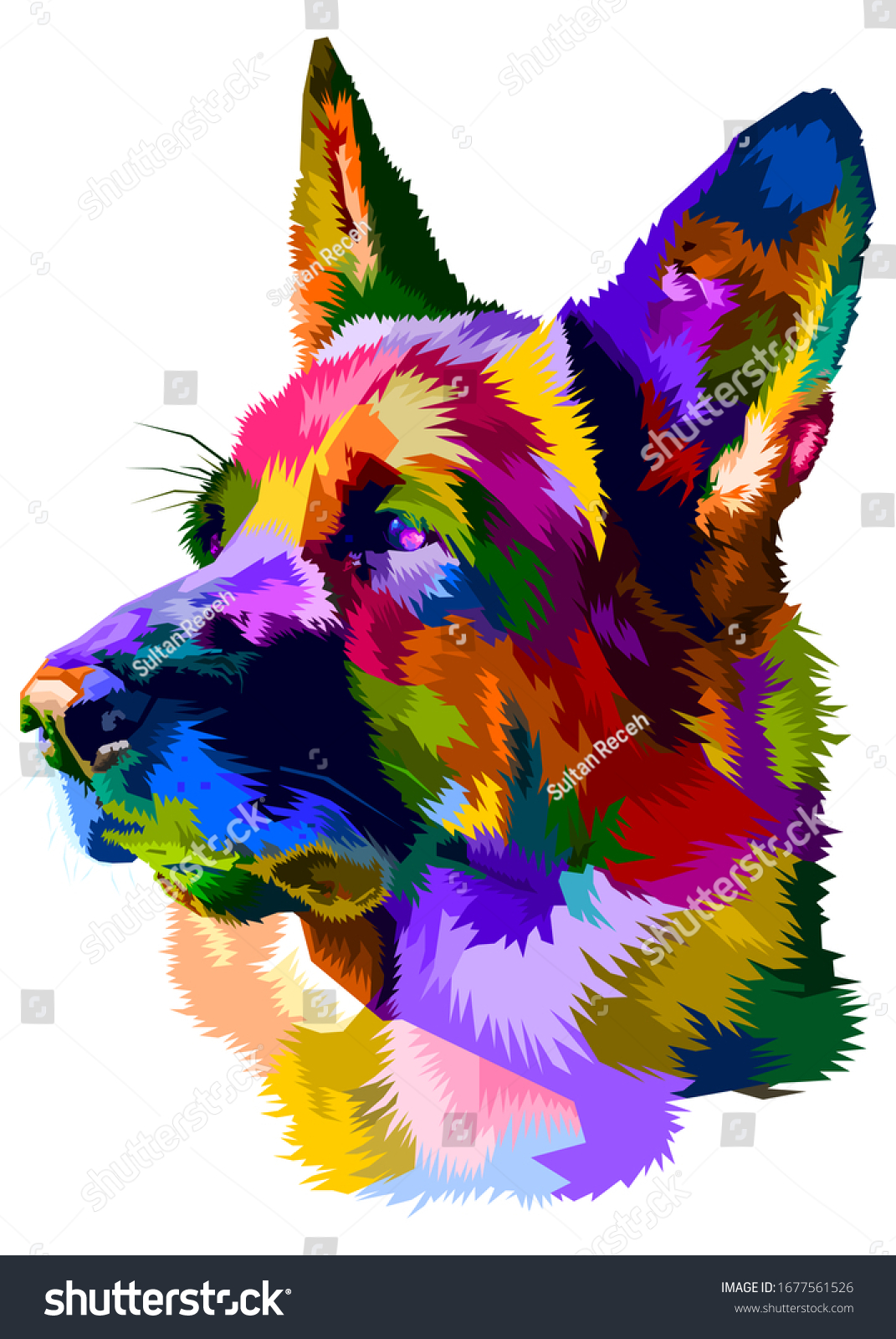 caridad puramente graduado perro pastor alemán colorido al estilo: vector de stock (libre de regalías)  1677561526 | Shutterstock