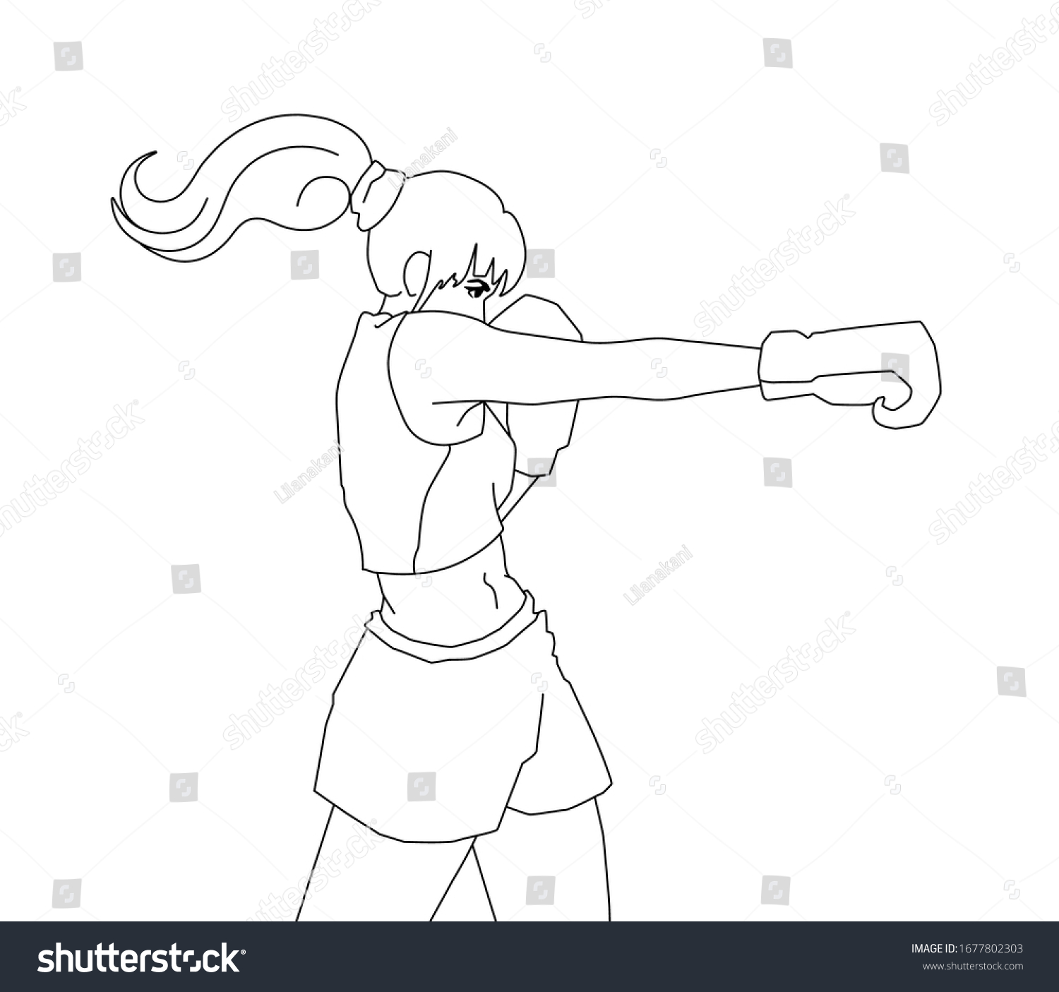 Strong Young Adult Woman Boxer Throws Stock Vector (Royalty Free ...