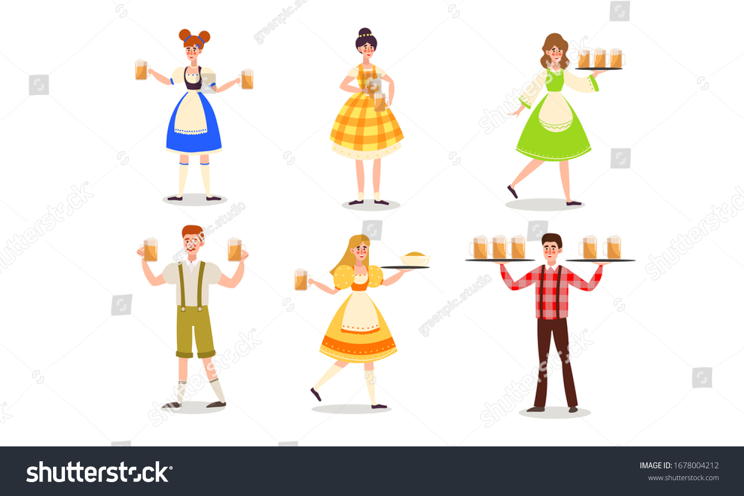 Waiters Uniform Serving Beer Drinks Vector Stock Vector (Royalty Free ...