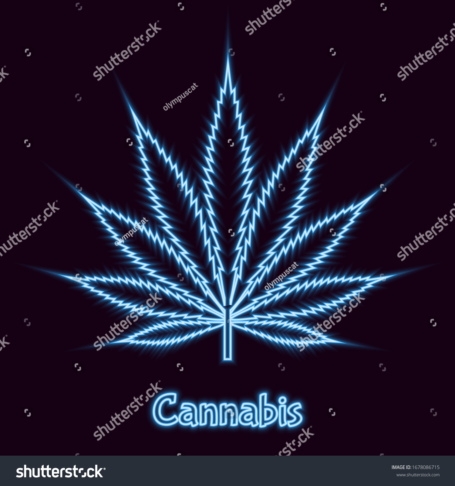 Glowing Blue Neon Cannabis Leaf Icon Stock Vector (Royalty Free ...