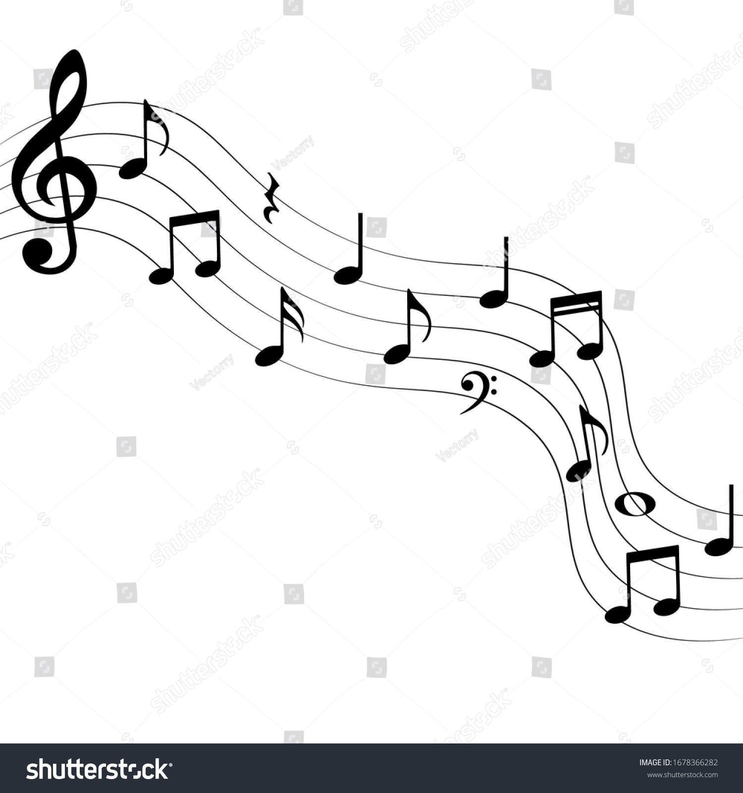 Music Notes Flowing White Background Vector Stock Vector (Royalty Free ...