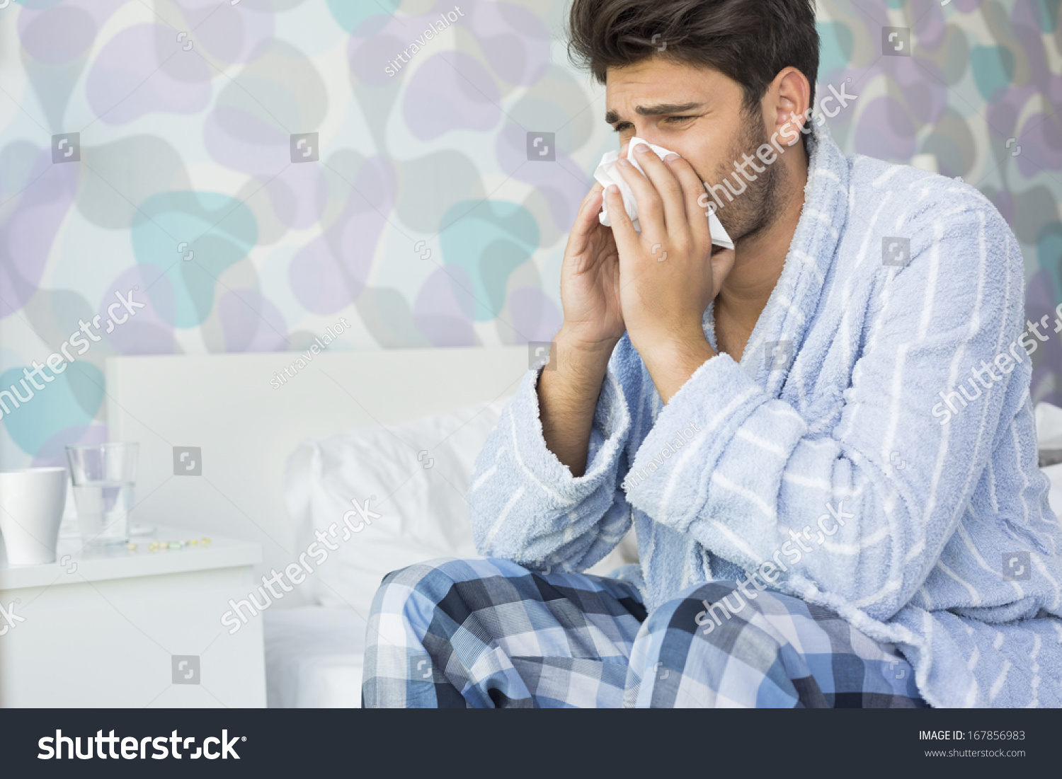 Sick Man Blowing His Nose Tissue Stock Photo Shutterstock