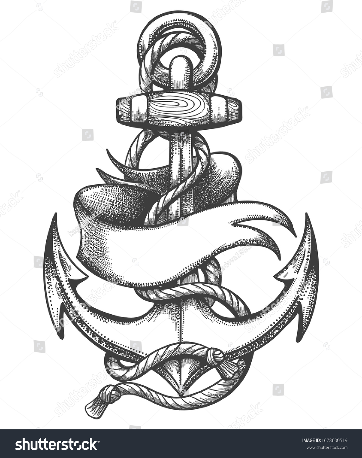 Ship Anchor Marine Ropes Blank Ribbon Stock Vector Royalty Free Shutterstock