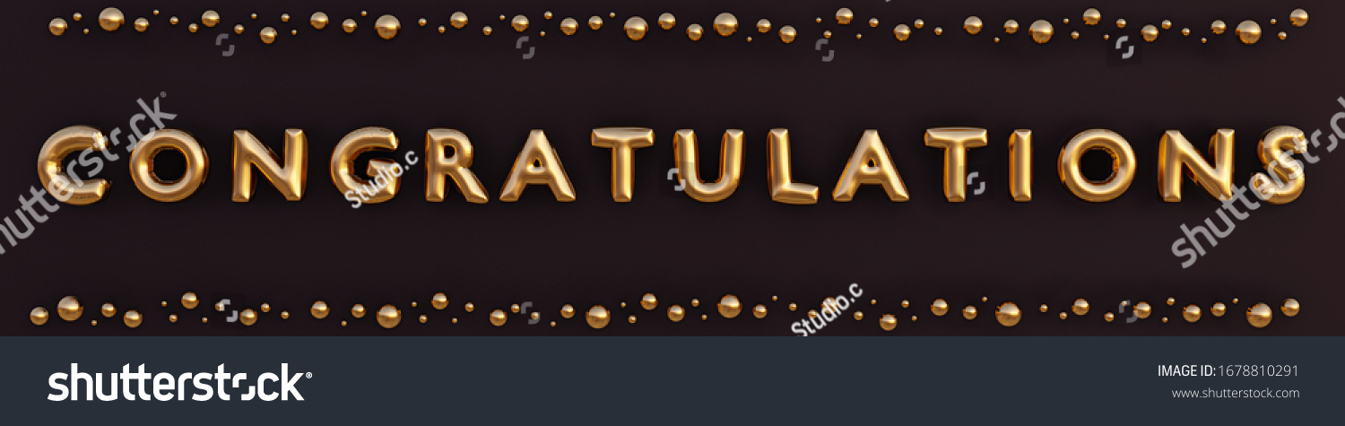 Congratulations Gold Balloon On Black Background Stock Illustration ...