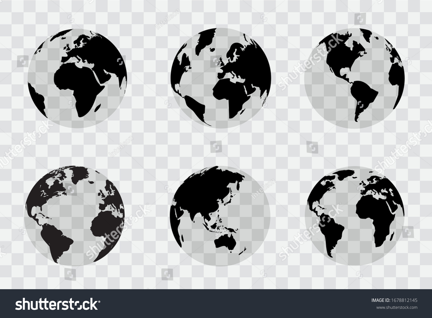 Earth Globe Set World Map Globe Stock Vector (Royalty Free) 1678812145 ...