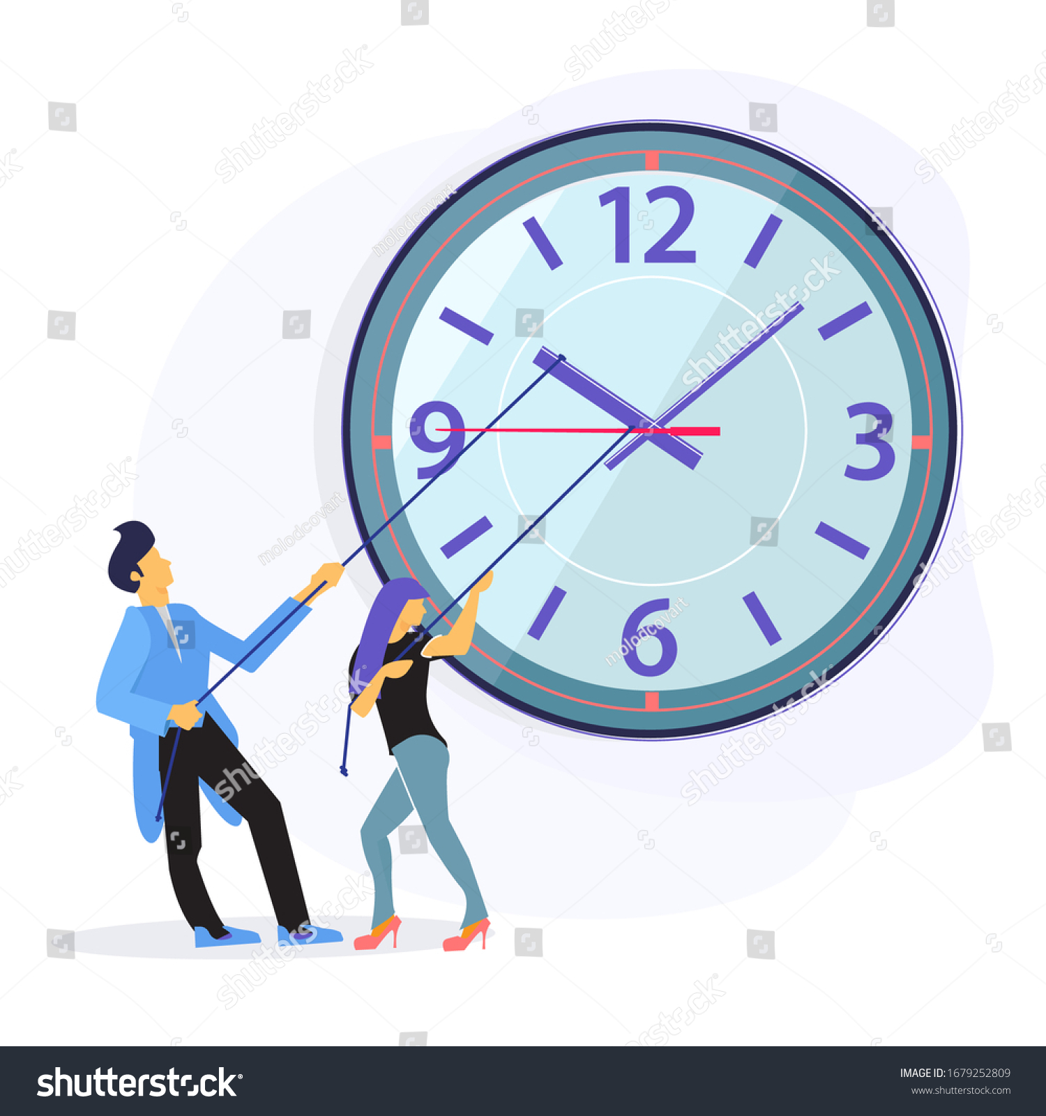 Vektor Stok Stop Time Illustration Turn Clock Back (Tanpa Royalti