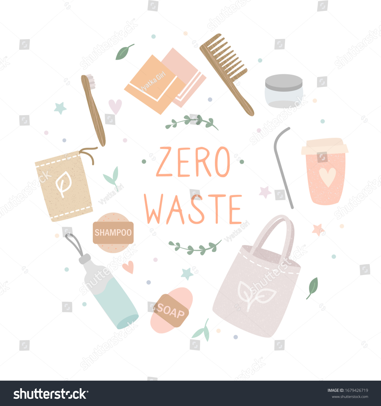 Flat Vector Illustration Zero Waste Products Stock Vector (Royalty Free ...