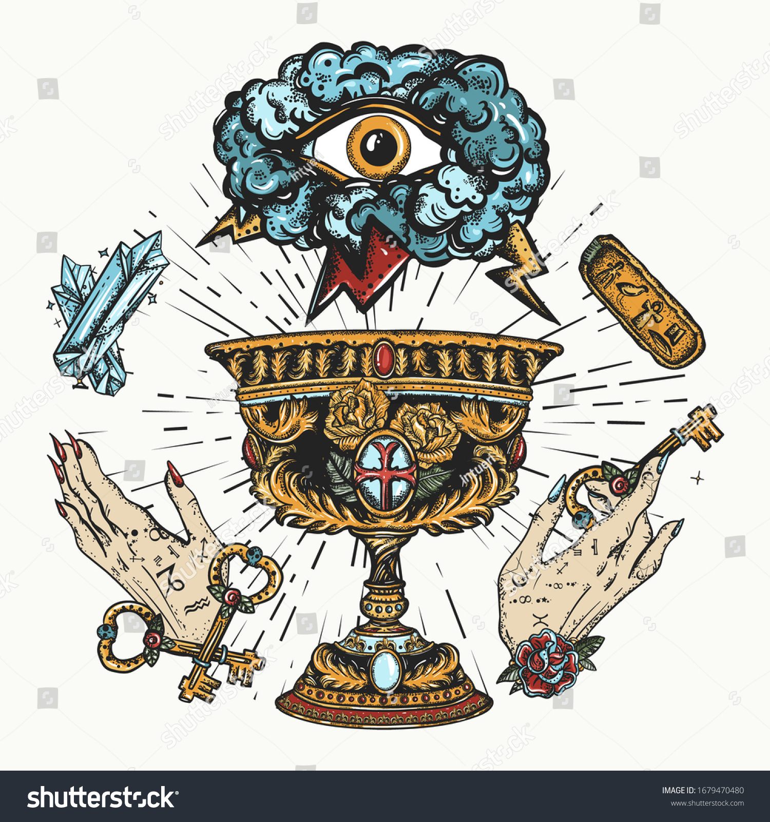 Medieval Alchemy Art Sacred Holy Grail: Vector có sẵn (miễn phí bản ...