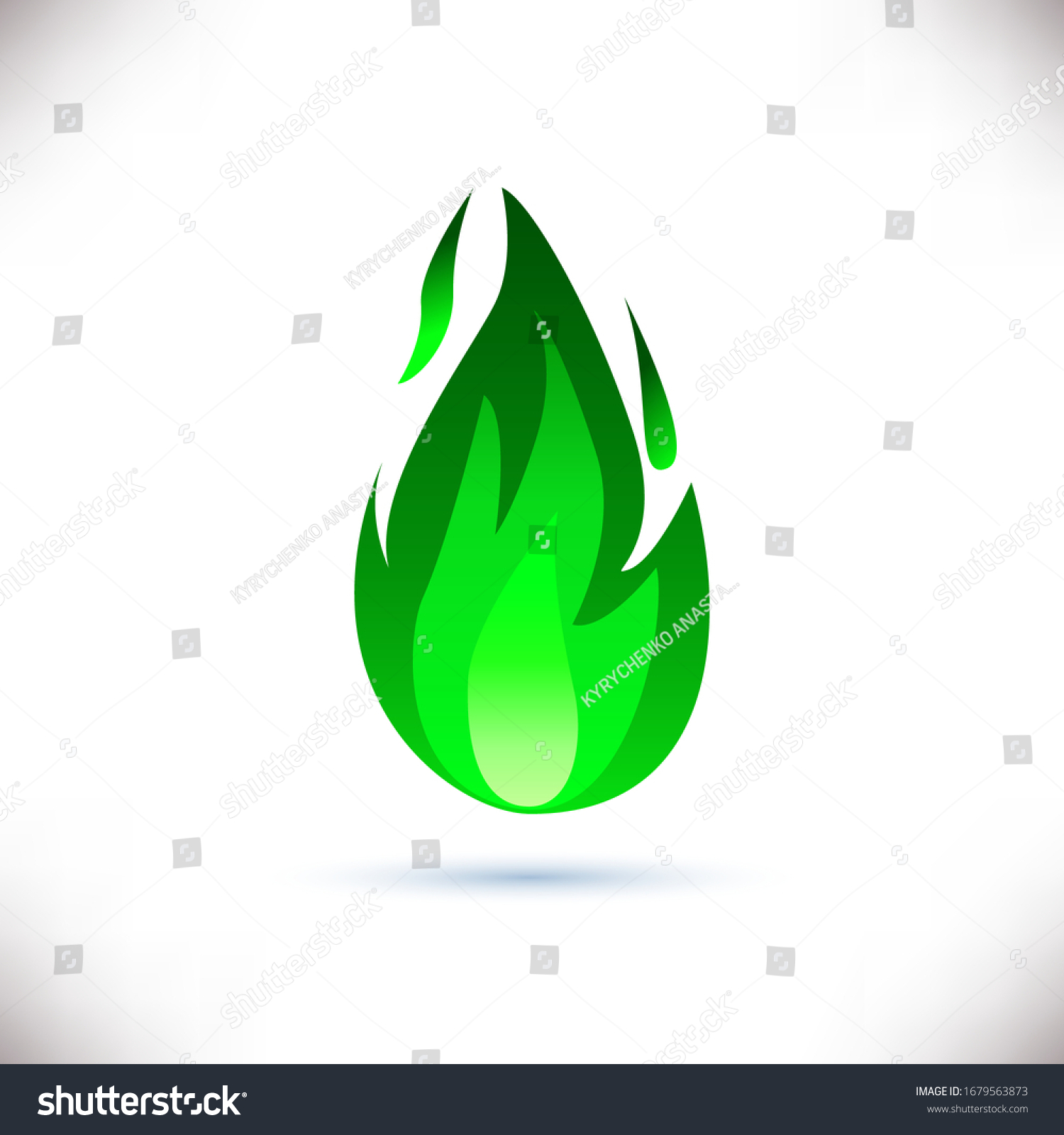 green flame white background