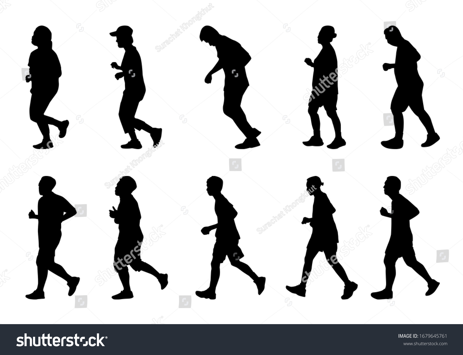 Silhouette People Running On White Background Stock Vector (Royalty ...