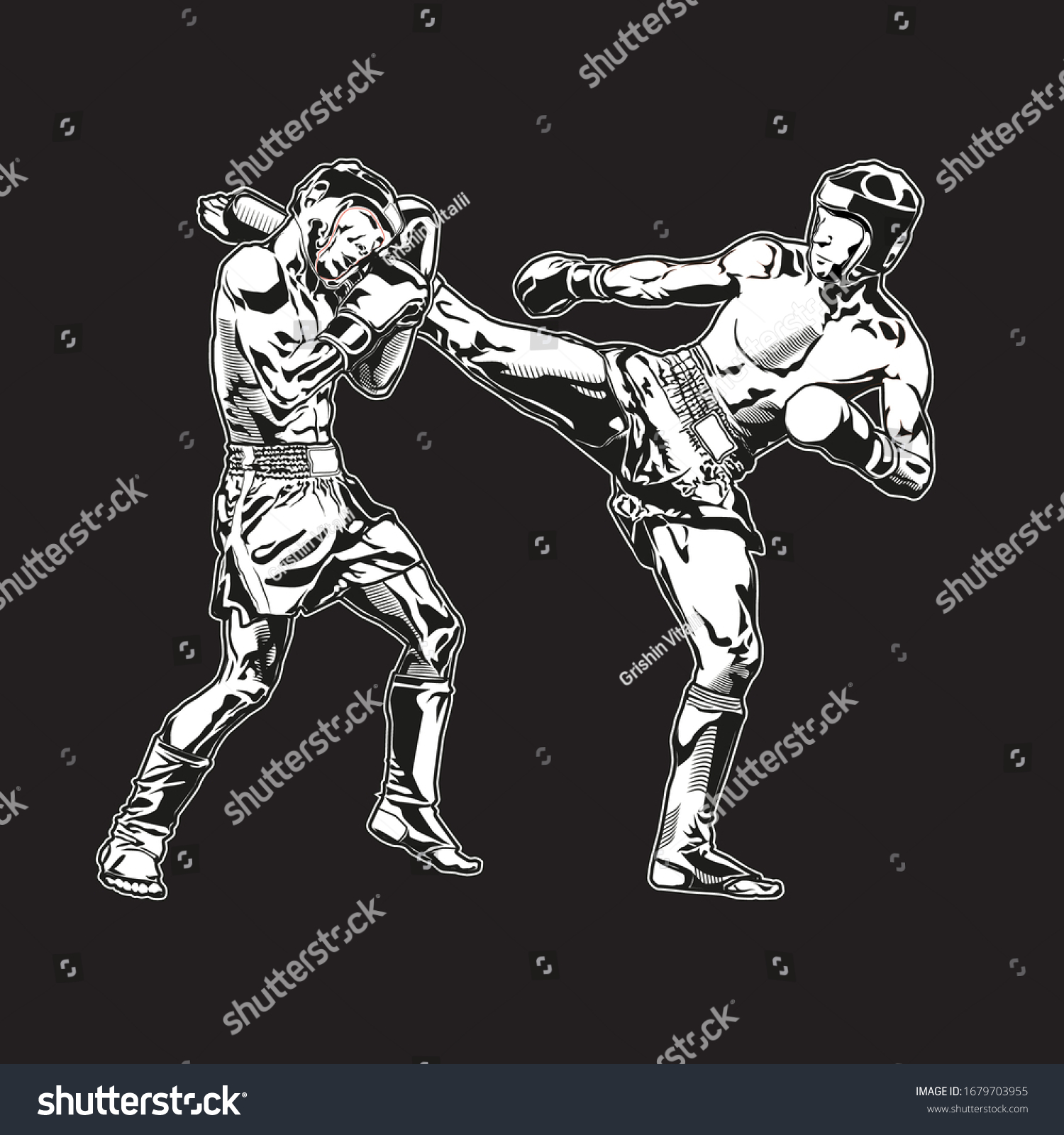 Vector Kickboxing Design Template Art Style Stock Vector (Royalty Free ...