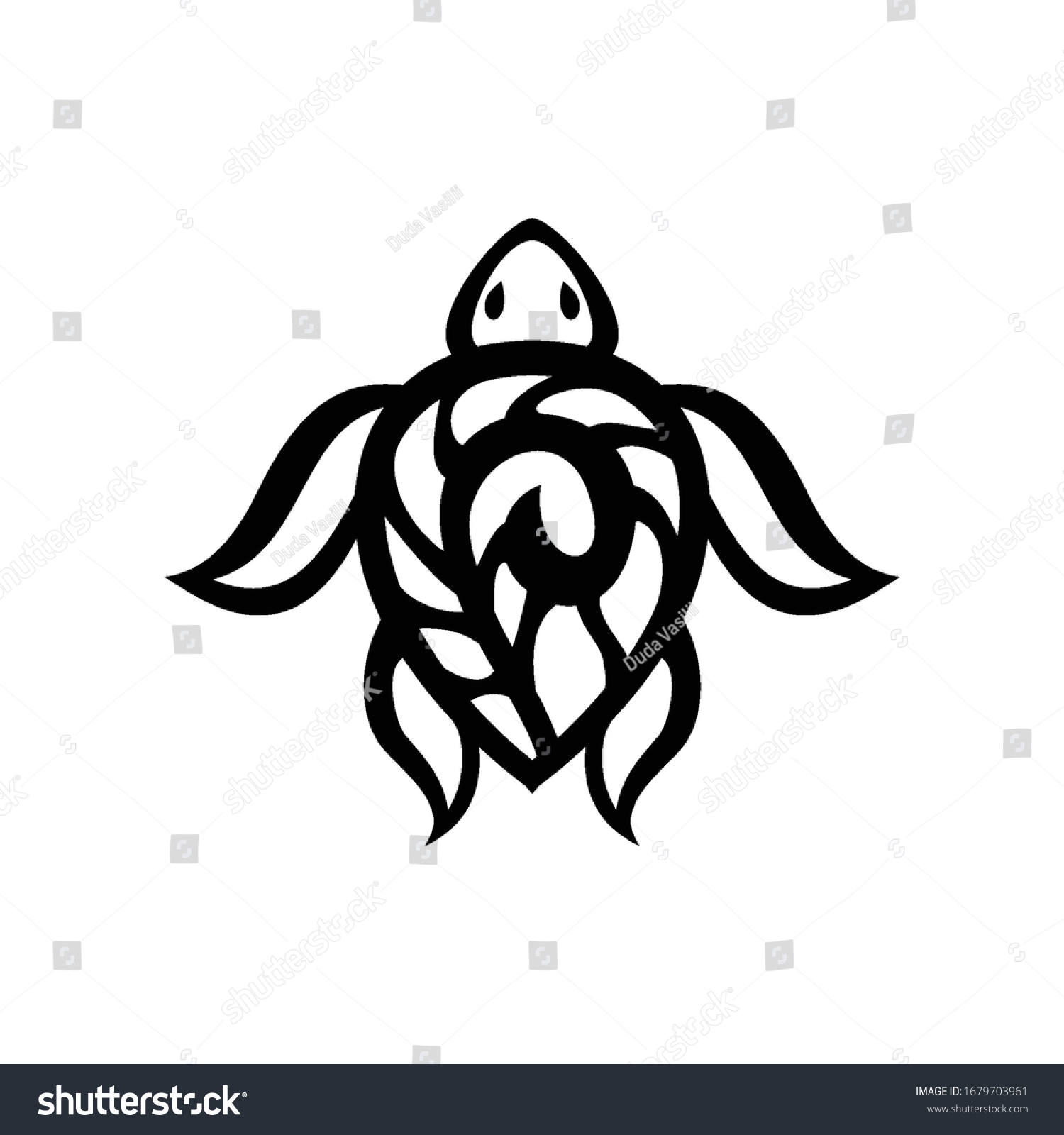 Silhouette Outline Little Turtles On White Stock Vector (Royalty Free ...