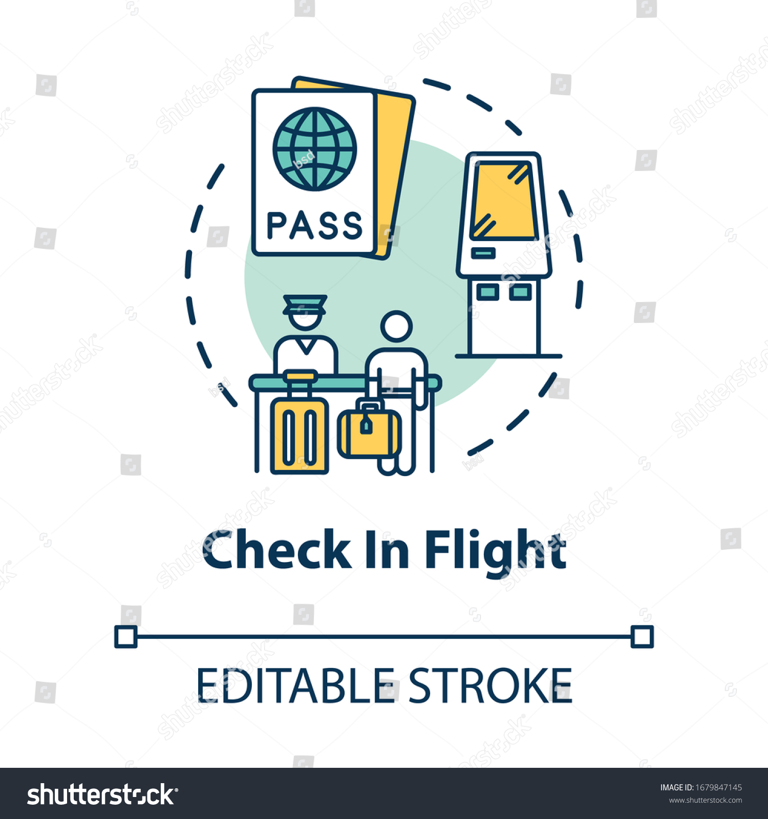 Check Flight Concept Icon Passengers Passport Stock Vector (Royalty ...