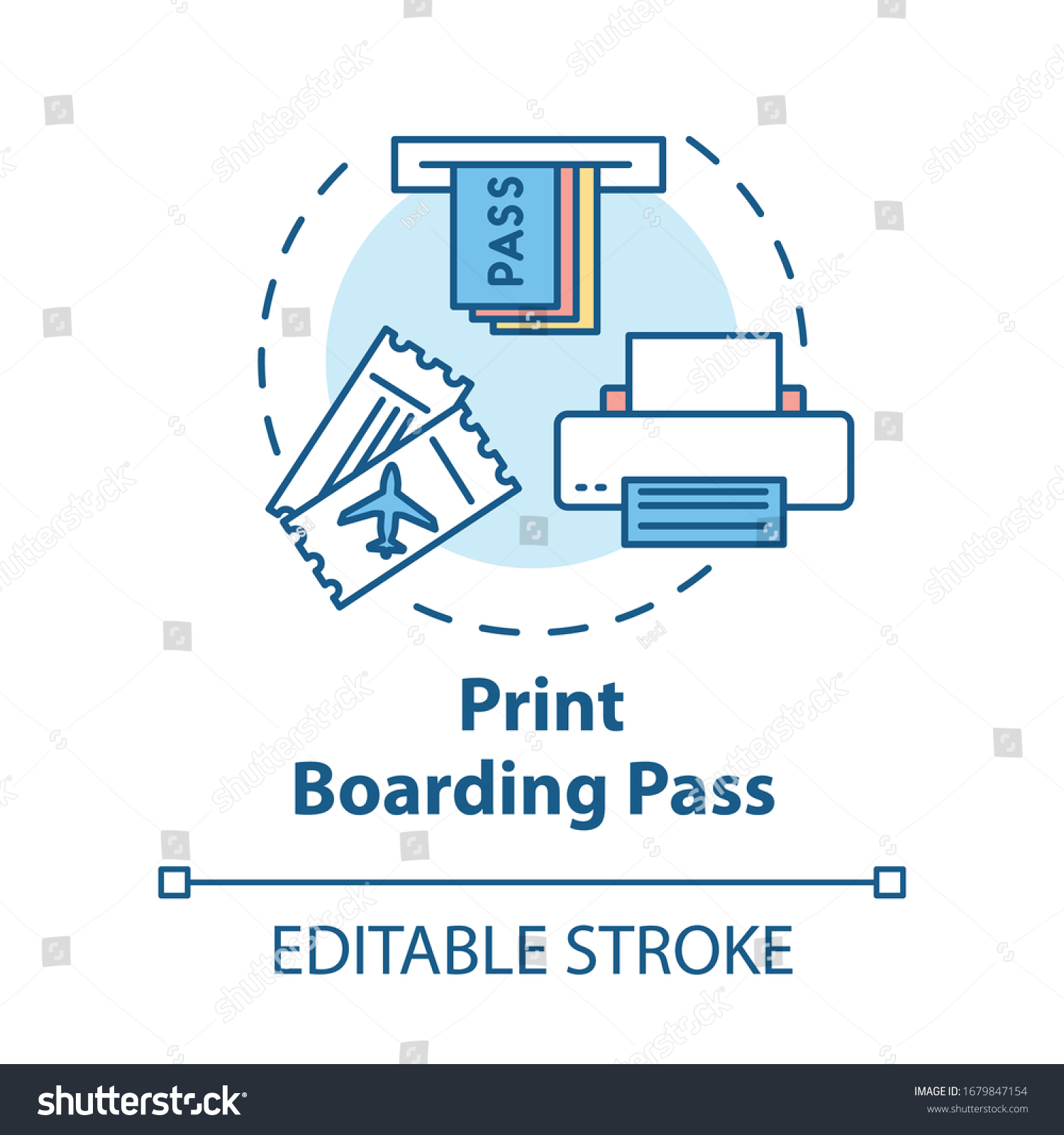 Printing Airplane Electronic Boarding Pass Concept Stock Vector Royalty Free 1679847154