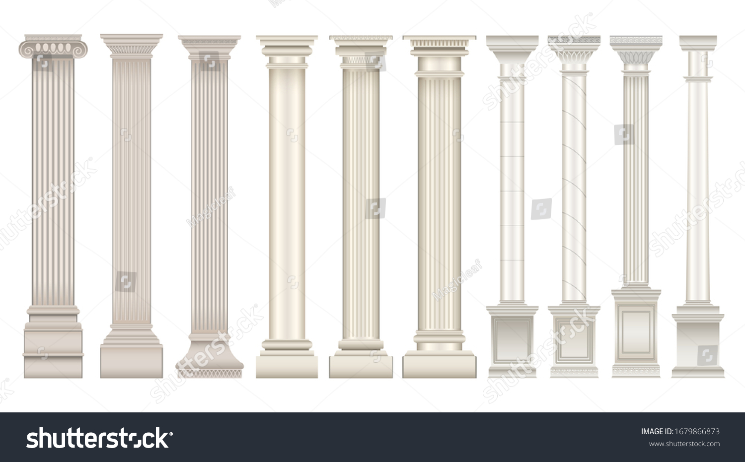 Realistic Set of Ancient isolated 3d columns