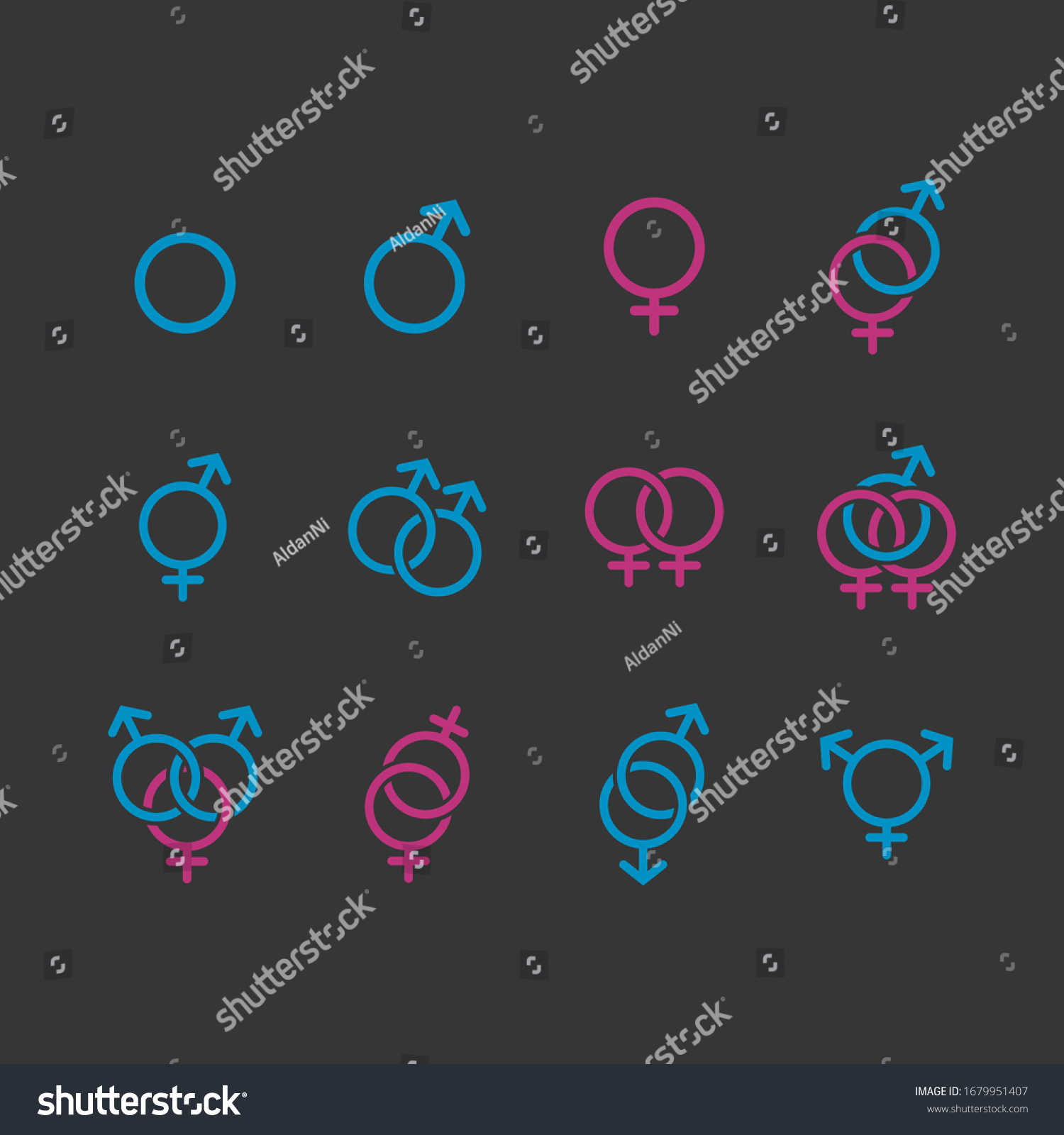 Sexual Orientation Icons Set Isolated On Stock Vector Royalty Free