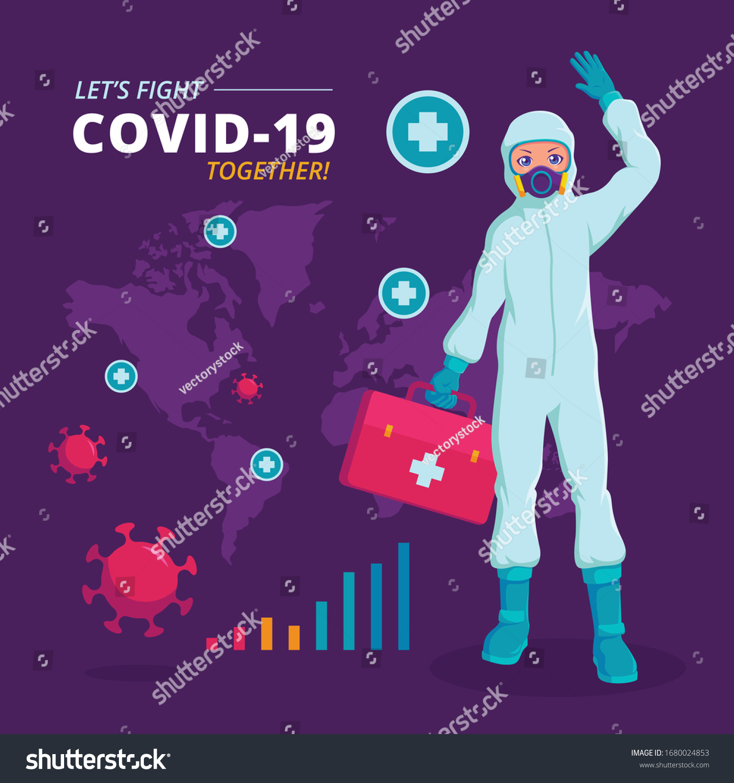 Covid19 Infographic Doctor Wearing Hazmat Suit Stock Vector (Royalty ...