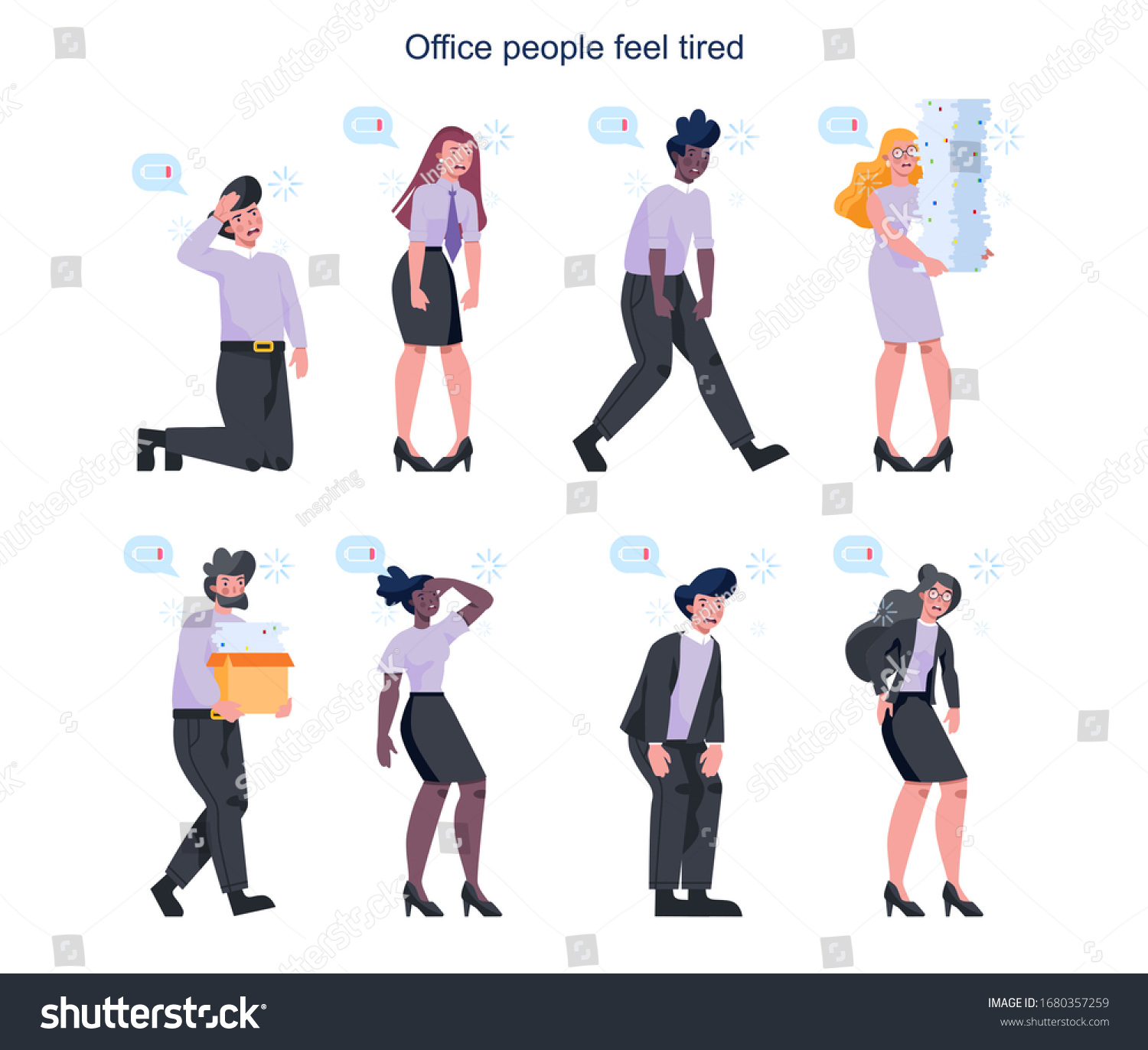 Exhausted Business Man Woman Set Business Stock Vector (Royalty Free ...