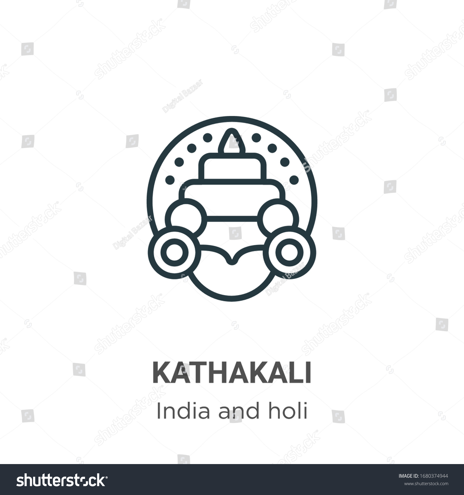 Kathakali Outline Vector Icon Thin Line Stock Vector (Royalty Free ...