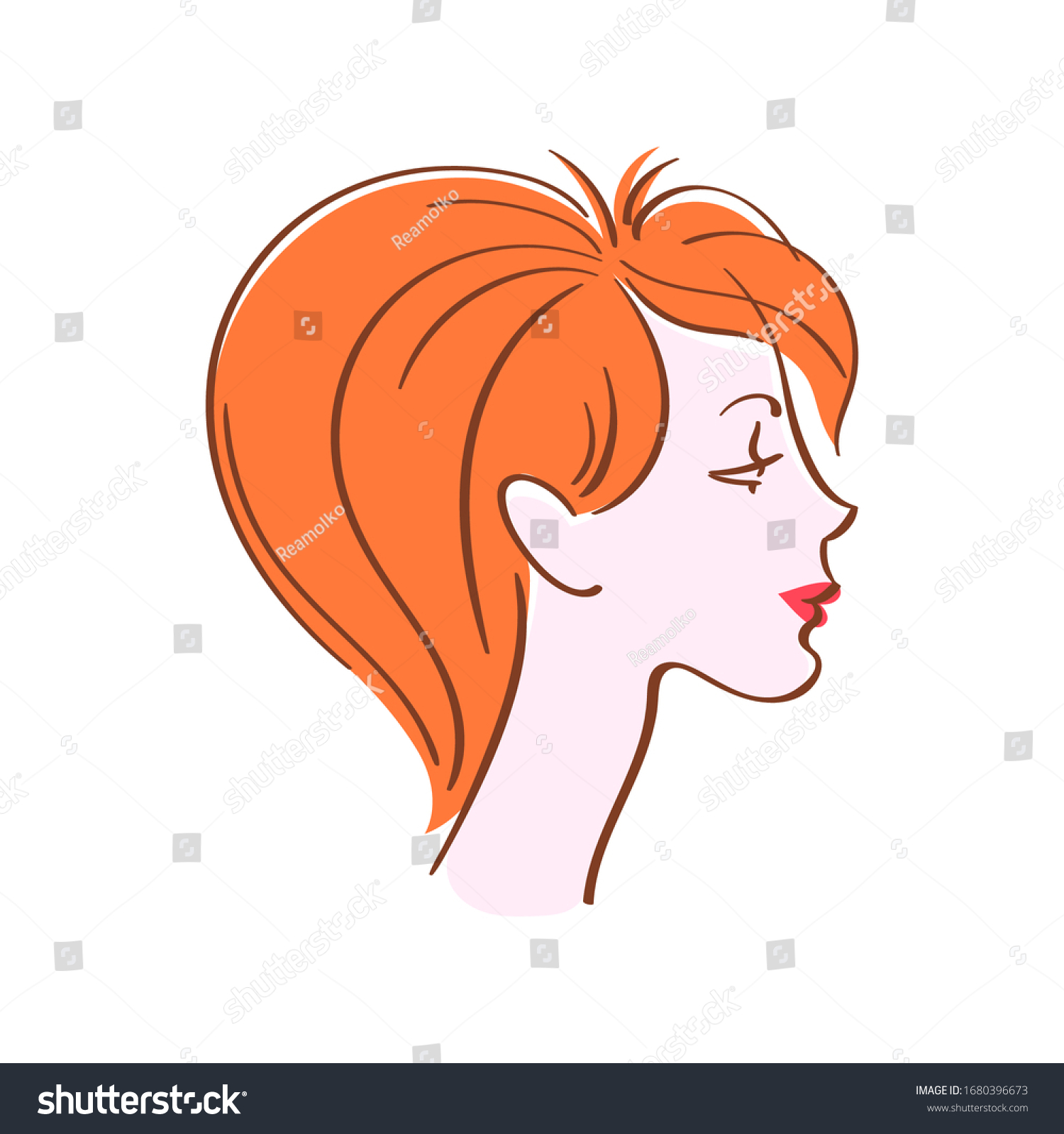 Beautiful Girl Red Hair Vector Illustration เวกเตอร์สต็อก ปลอดค่า