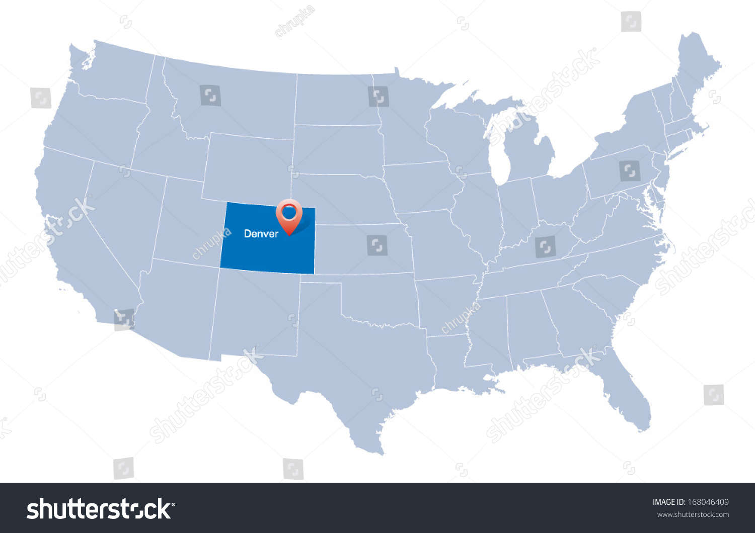 Map Usa Indication State Colorado - Stock Vector Map Of Usa With The Indication Of State Of Colorado And Denver 168046409