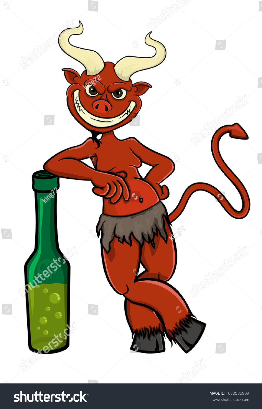 Cartoon Satan Bottle Alcohol Poison Isolated Stock Vector (Royalty Free ...