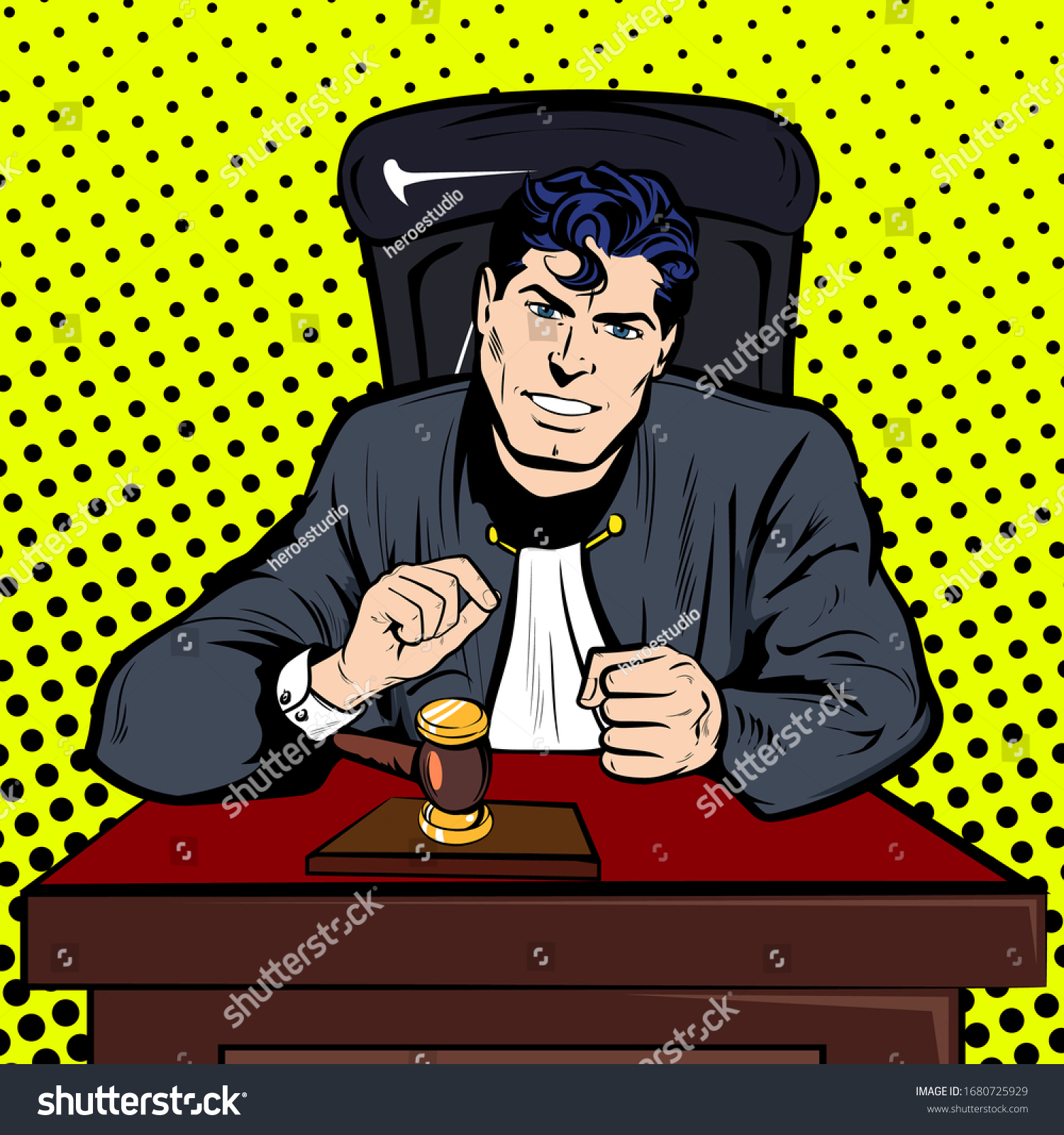 Male Judge Courtroom Vector Illustration Retro Stock Vector (Royalty ...