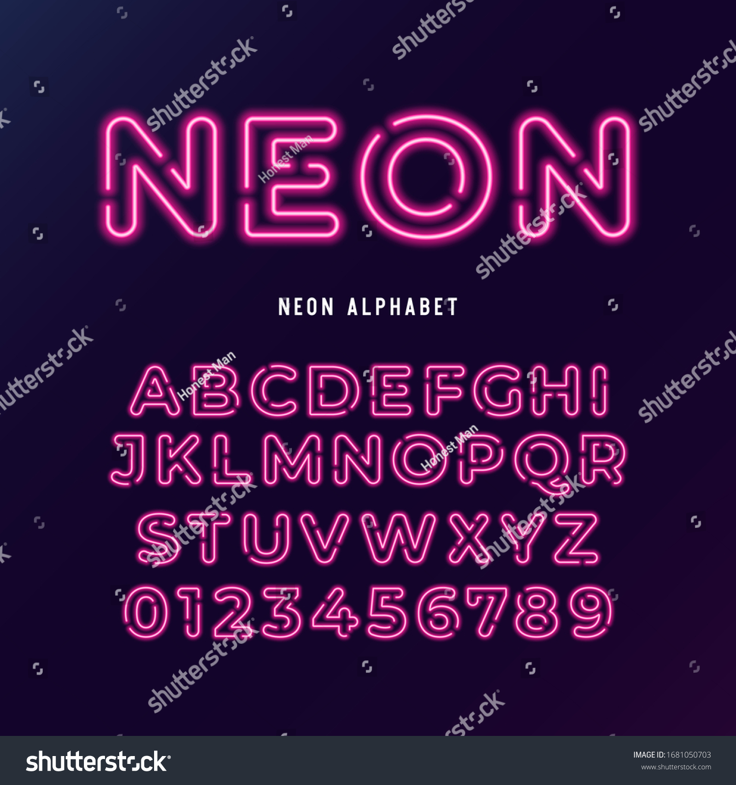 Neon Light Modern Font Vector Alphabet Stock Vector (Royalty Free ...