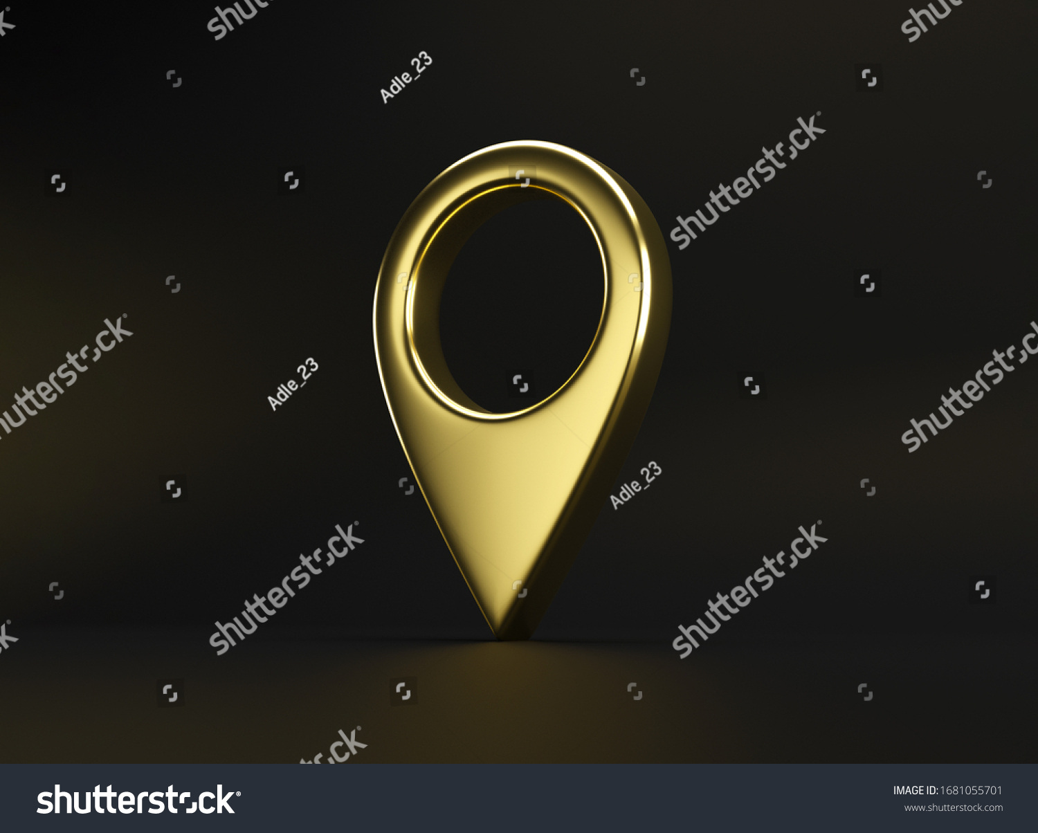 Realistic 3d Golden Location Pin On Stock Illustration 1681055701 ...