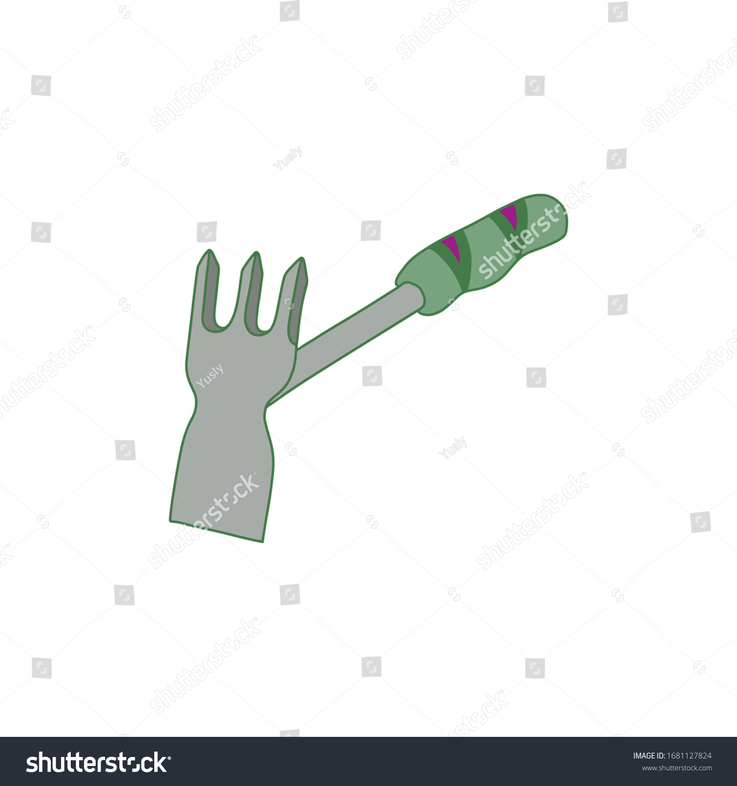 Garden Hoe Hand Drawn Cartoon Style Stock Vector (Royalty Free ...