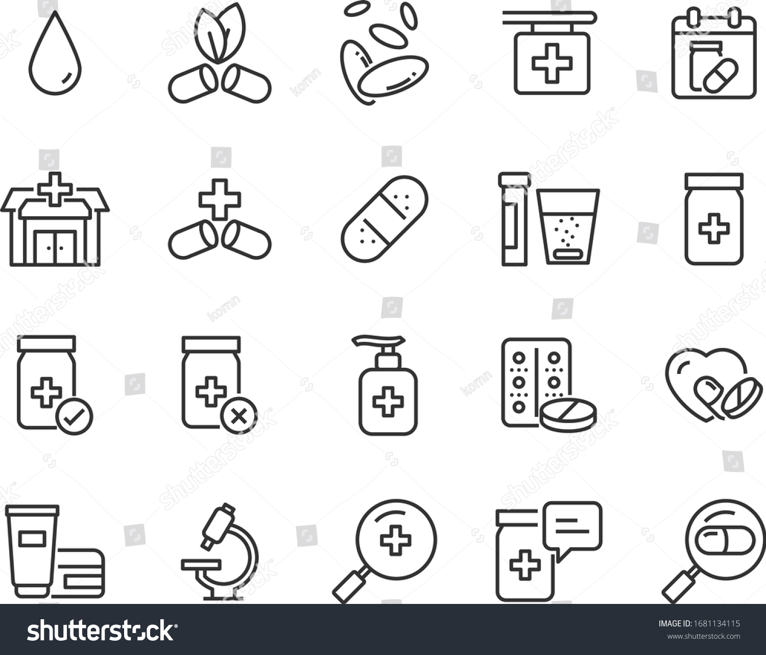 Set Medicine Icons Pharmacy Drug Store Stock Vector (Royalty Free ...