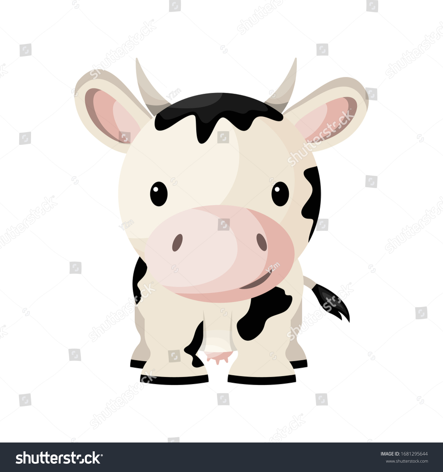 Cartoon Cute Baby Cow Vector Illustration Stock Vector (Royalty Free ...