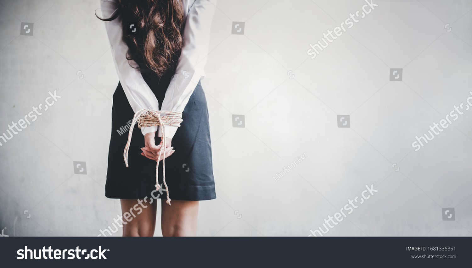 Back View Woman Hostage Abandoned House Stock Photo 1681336351 ...