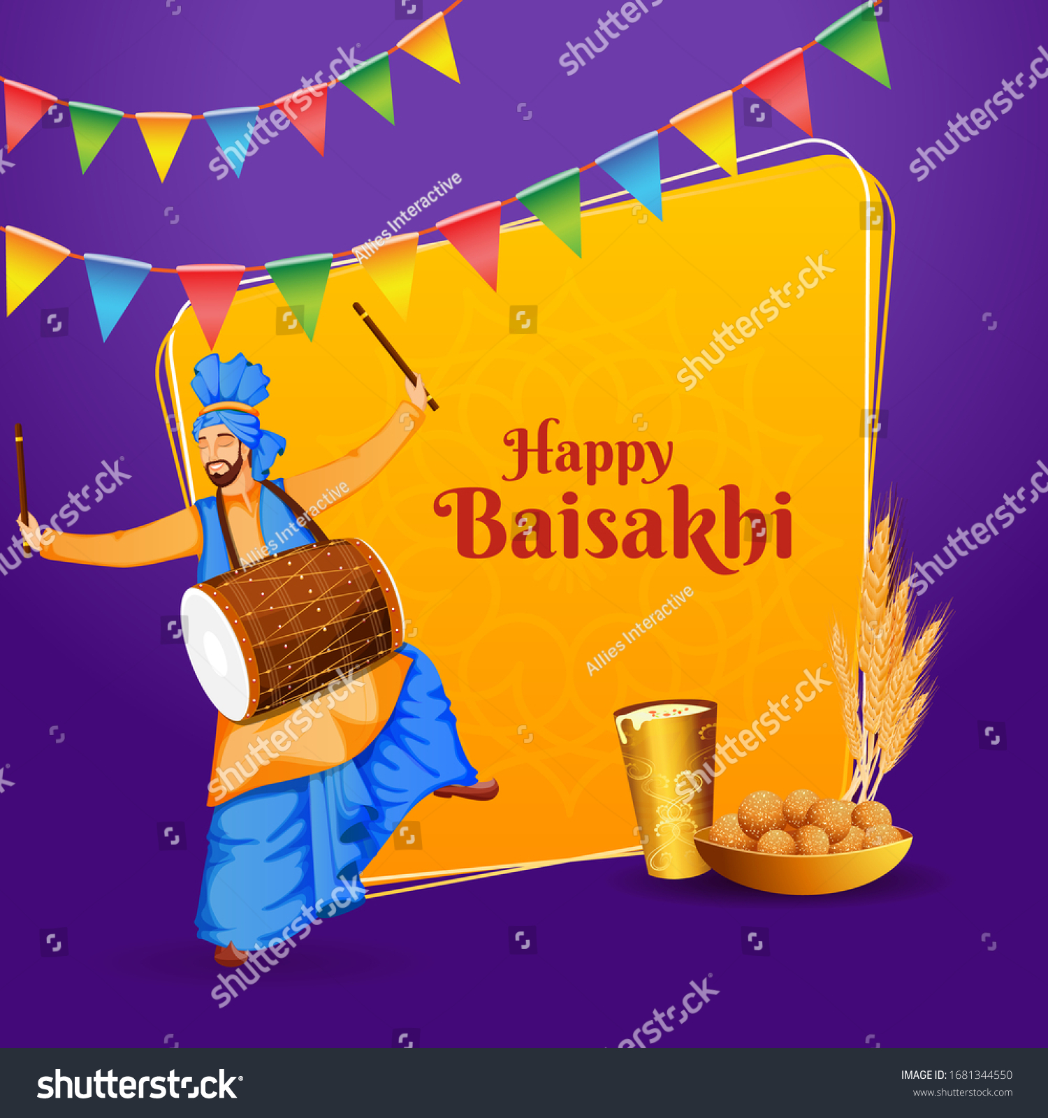 Illustraion Punjabi Festiva Baisakhi Vaisakhi Happy Stock Vector ...