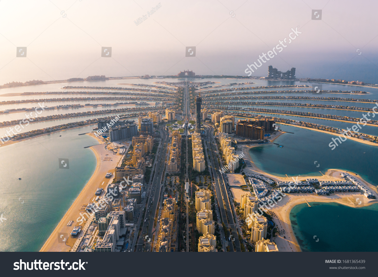 Aerial Panoramic View Palm Jumeirah During Stock Photo 1681365439 ...