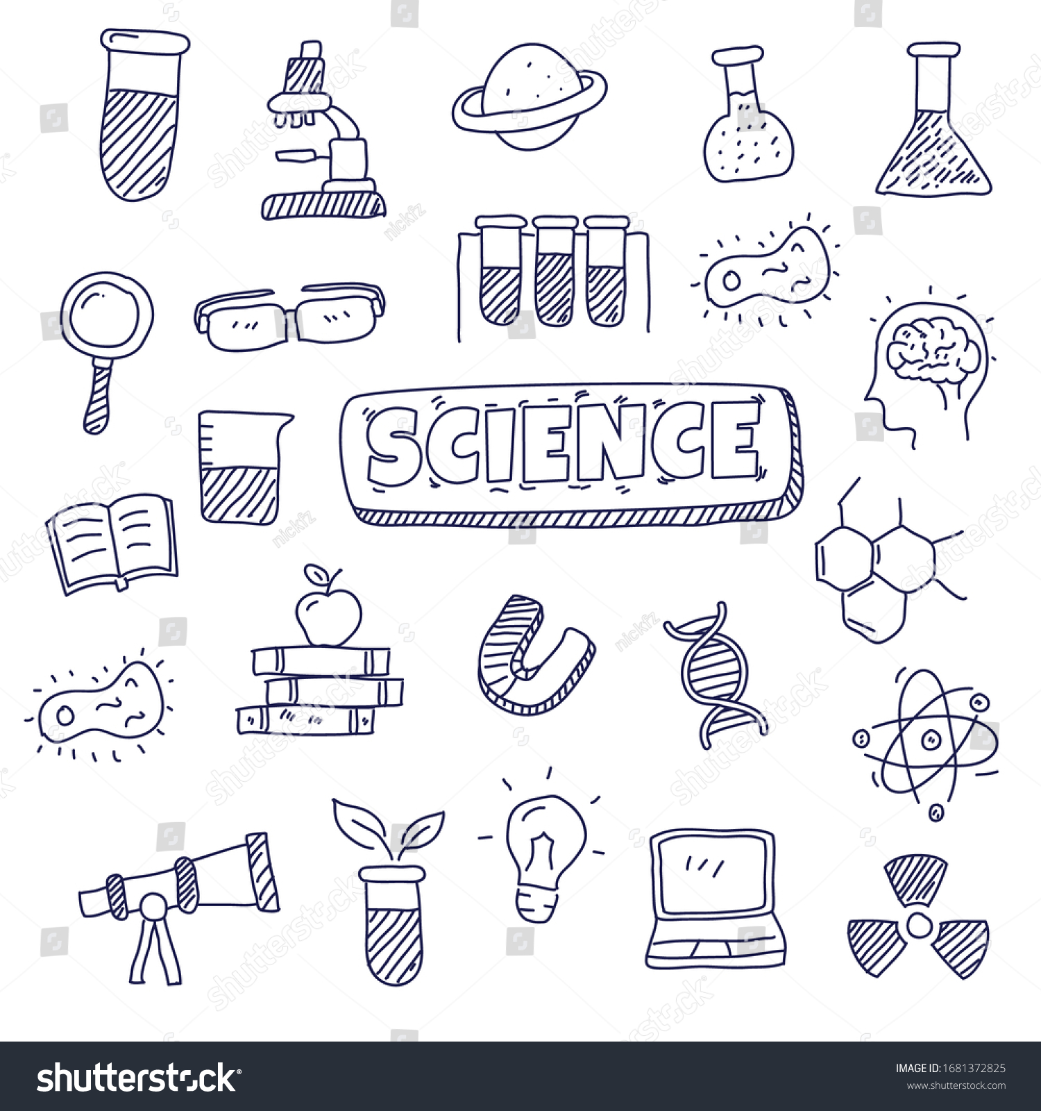 Science Doodles Element Vector Illustration Cute Stock Vector (Royalty ...