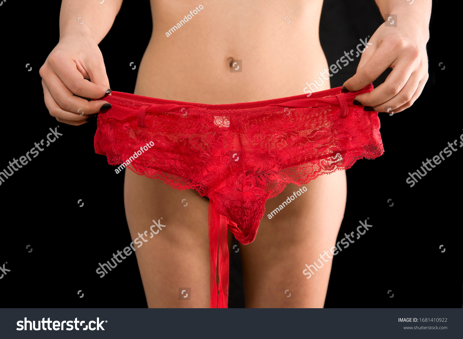 Naked Girl Showing Red Panties On Stock Photo Shutterstock