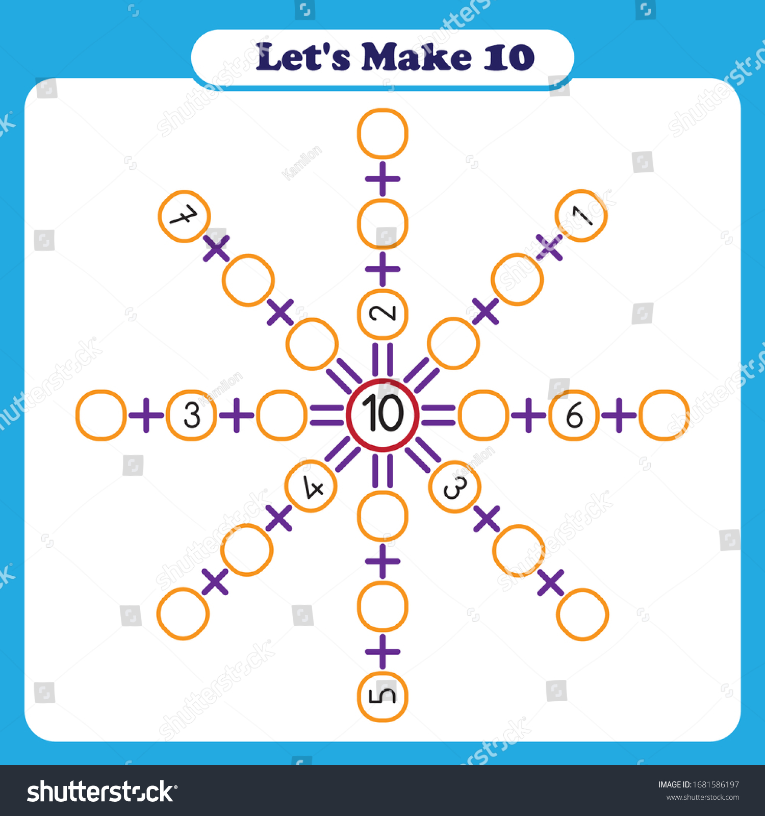 Ways Make 10 Addition Worksheet Kids Stock Vector Royalty Free 1681586197 Shutterstock