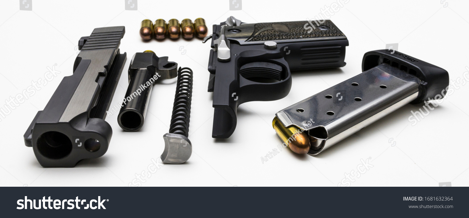 Automatic Hand Gun Assembly On White Stock Photo 1681632364 | Shutterstock