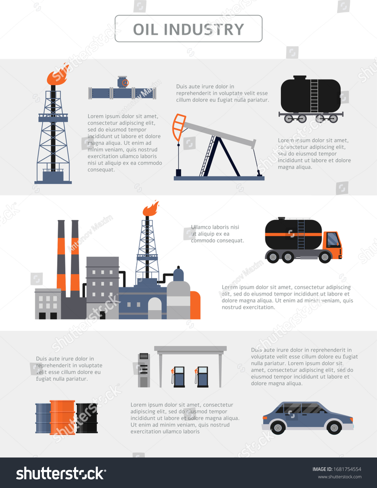 Oil Industry Infographic Backgrounds Set Icons Stock Vector (Royalty ...