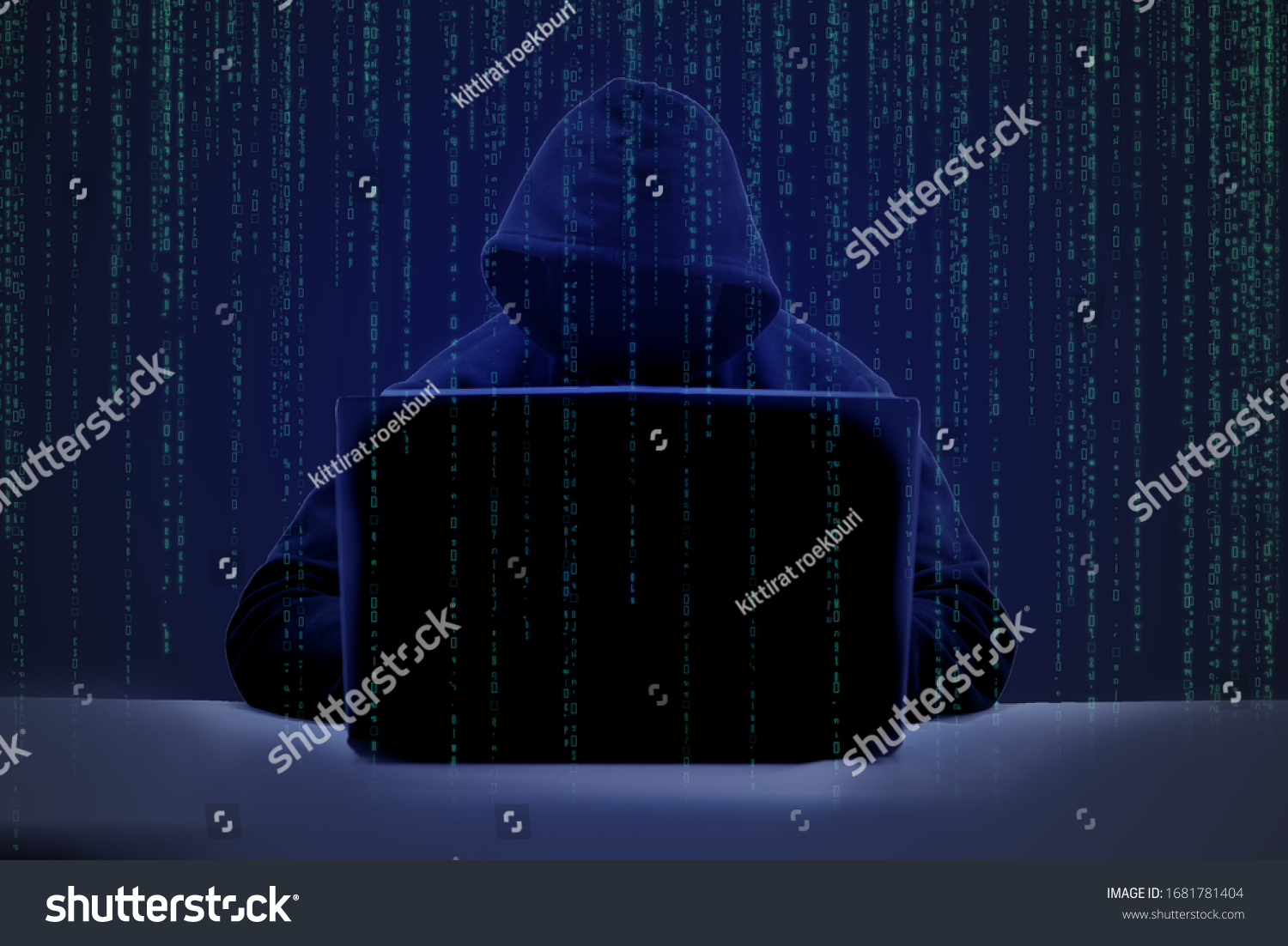 Asian Hacker Black Hood Matrix Background Stock Photo 1681781404 ...