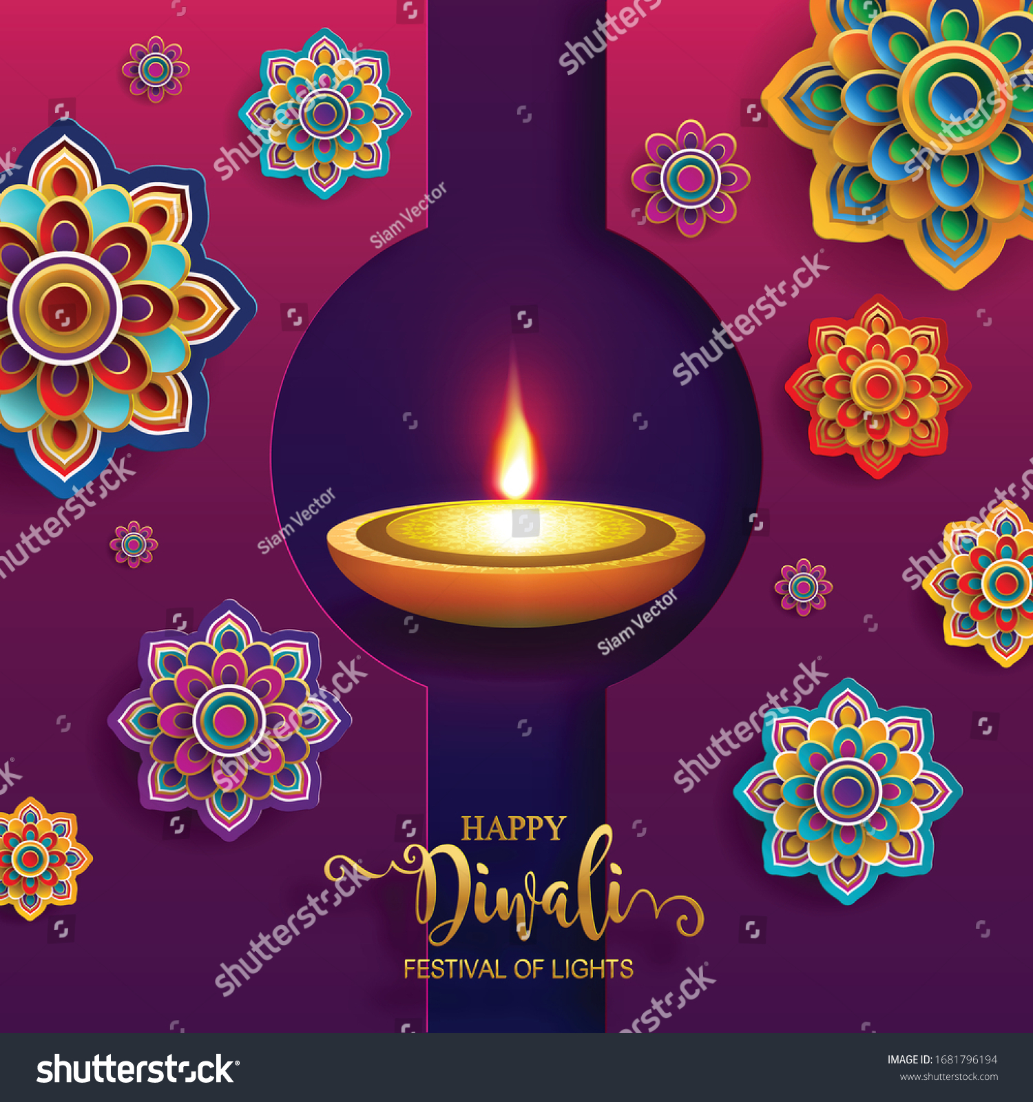 Diwali Deepavali Dipavali Festival Lights India Stock Vector (Royalty ...