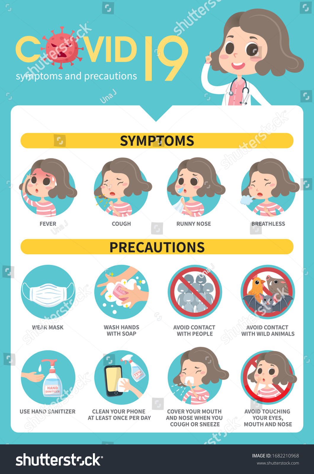 Corona Virus Symptoms Precautions Illustration Stock Vector (Royalty ...