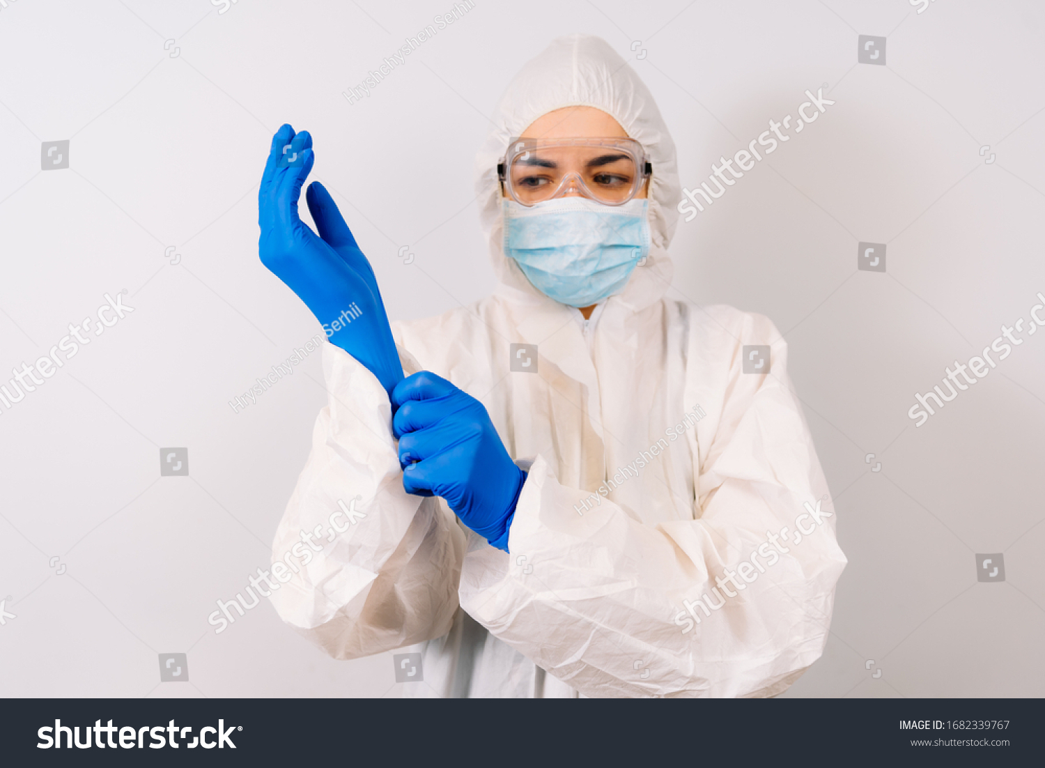 Confident Doctor Protective Suit Respirator Face Stock Photo 1682339767 ...