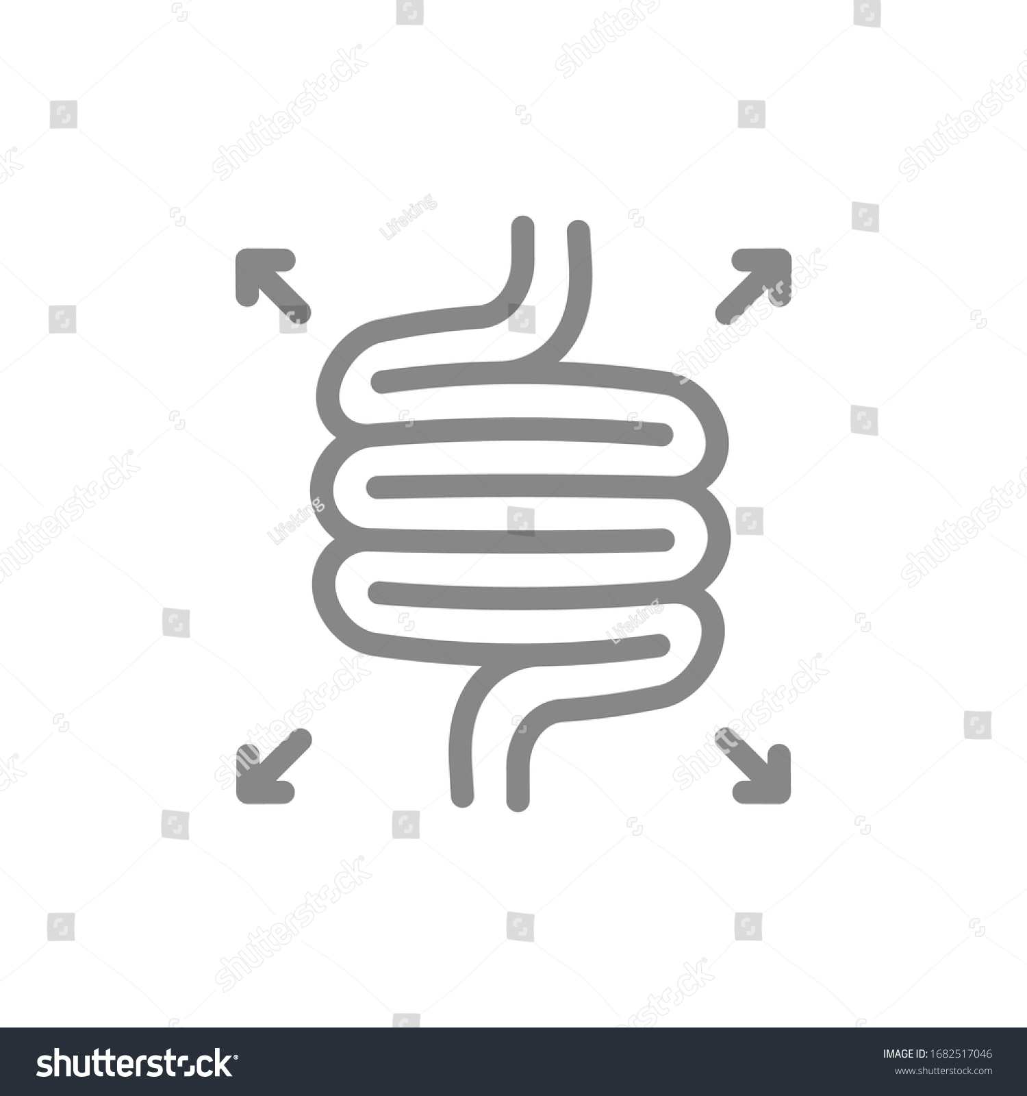 Bloated Intestines Line Icon Diseases Internal Stock Vector (Royalty ...