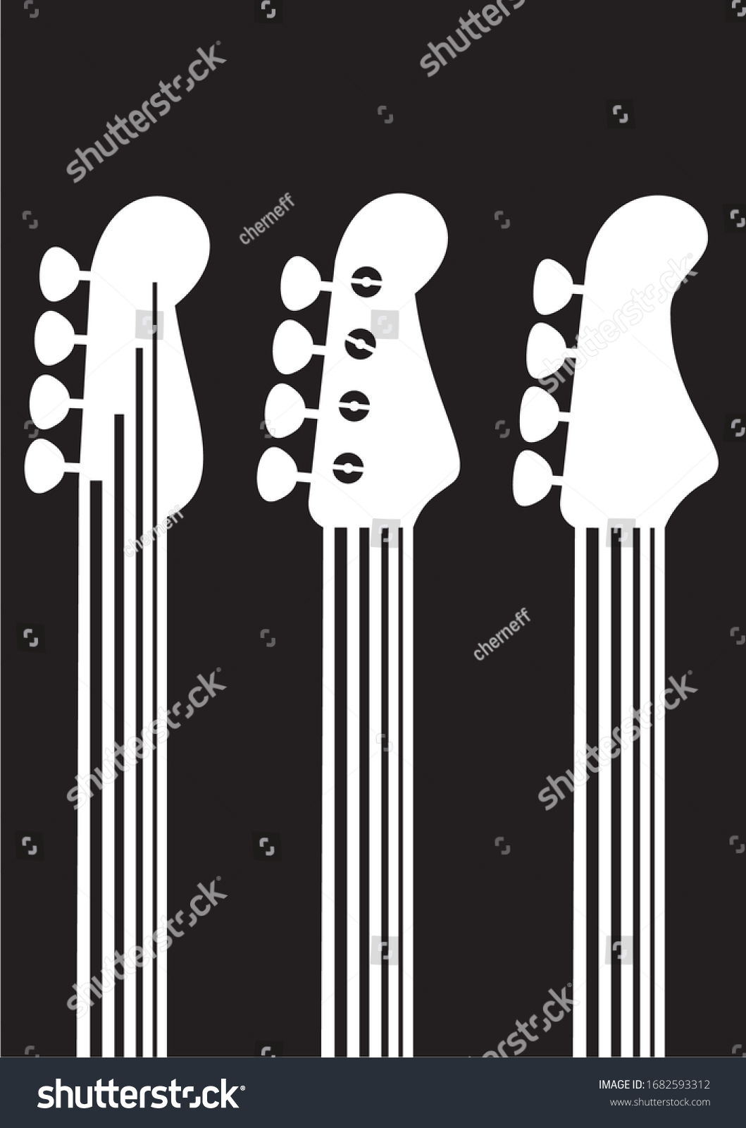 Bass Guitar Headstock Silhouettes Vector Stock Vector Royalty Free 1682593312 Shutterstock 8801