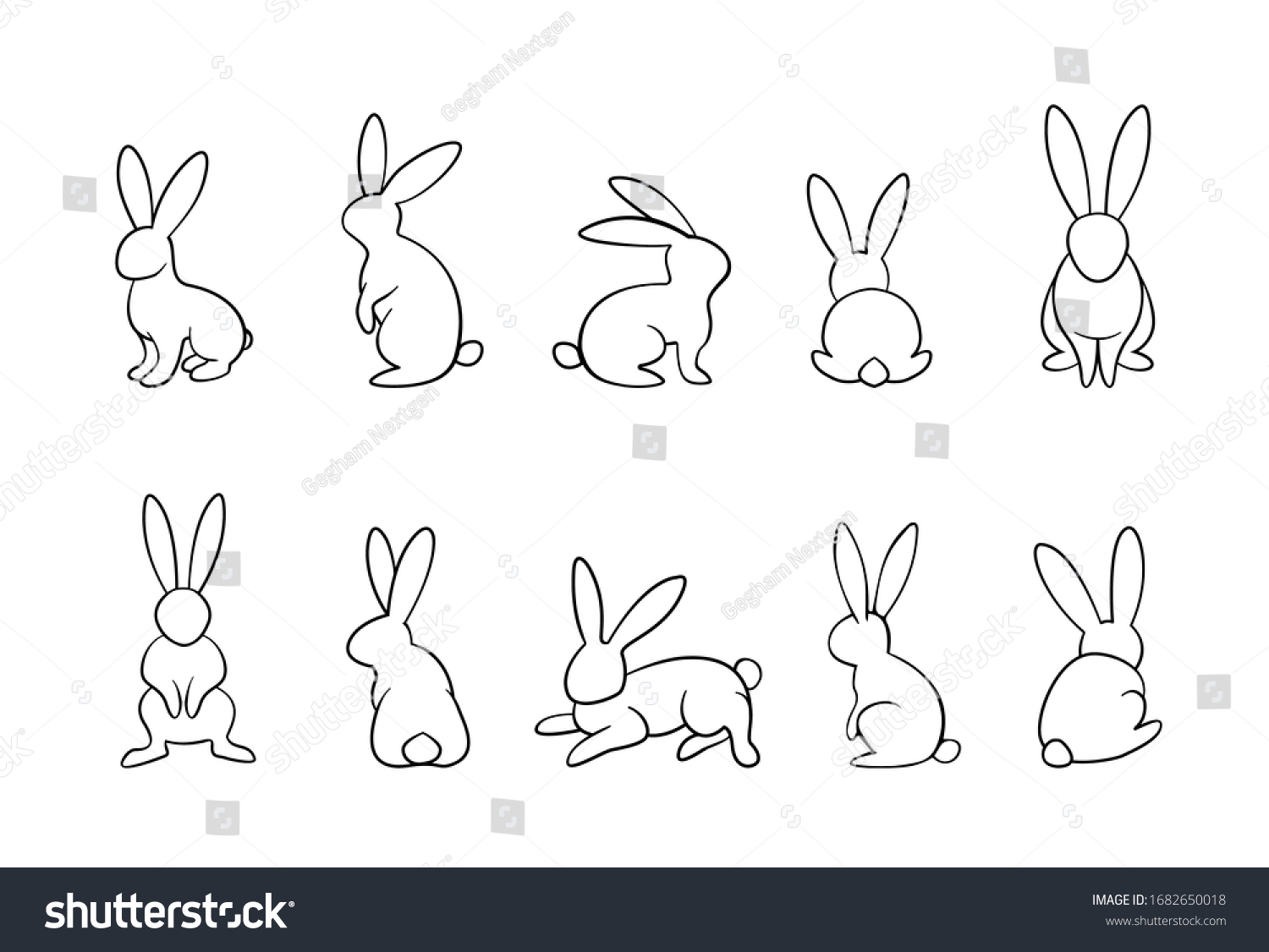 Кролик рисунок из одних фигур