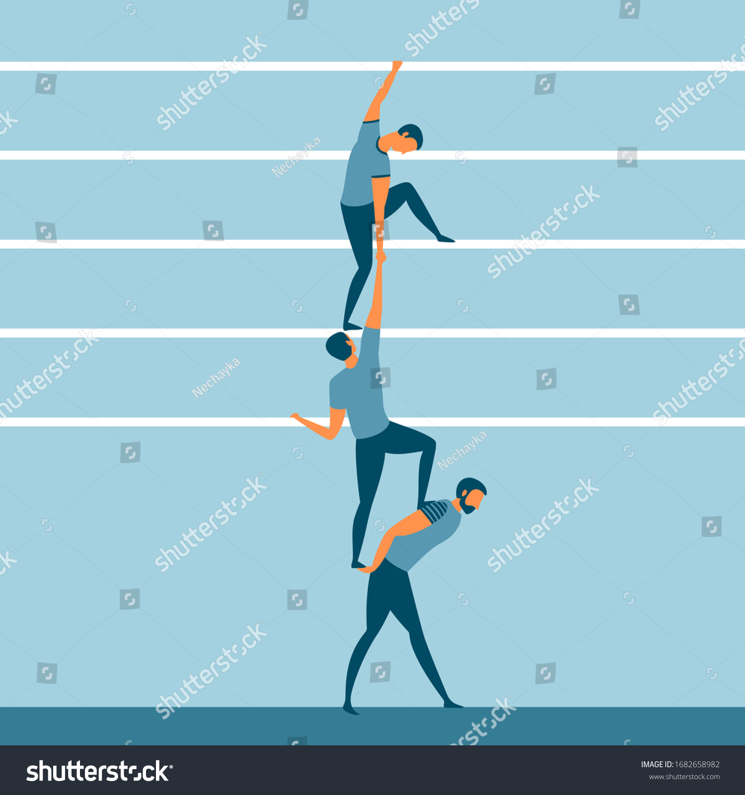 Support Friendship Teamwork Concept Three People Stock Vector (Royalty ...